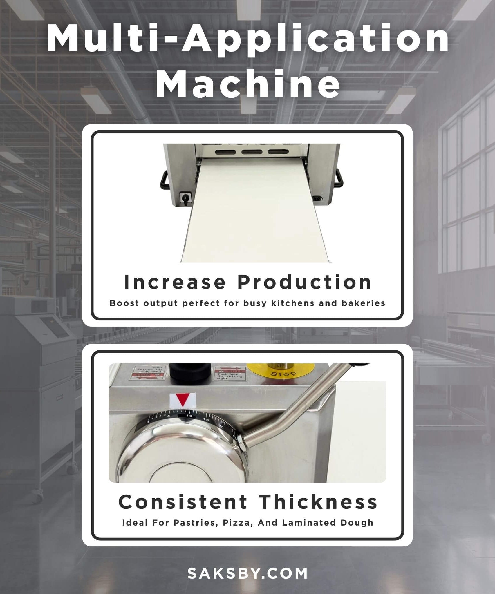Commercial Electric 110V Foldable Stainless Steel Dough Sheeter (SAK59273)