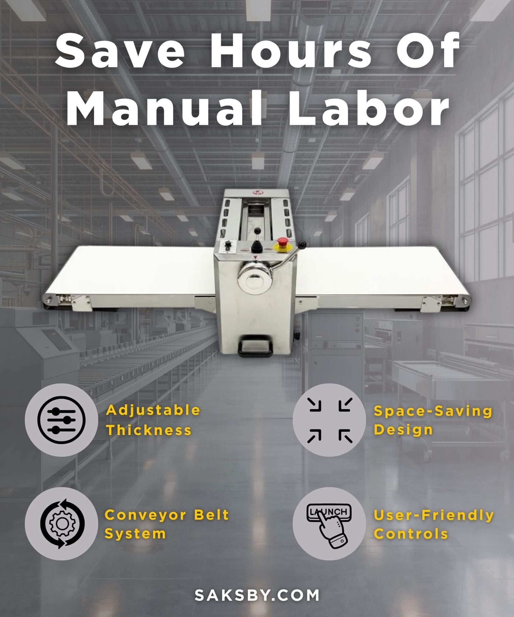 Commercial Electric 110V Foldable Stainless Steel Dough Sheeter (SAK59273)