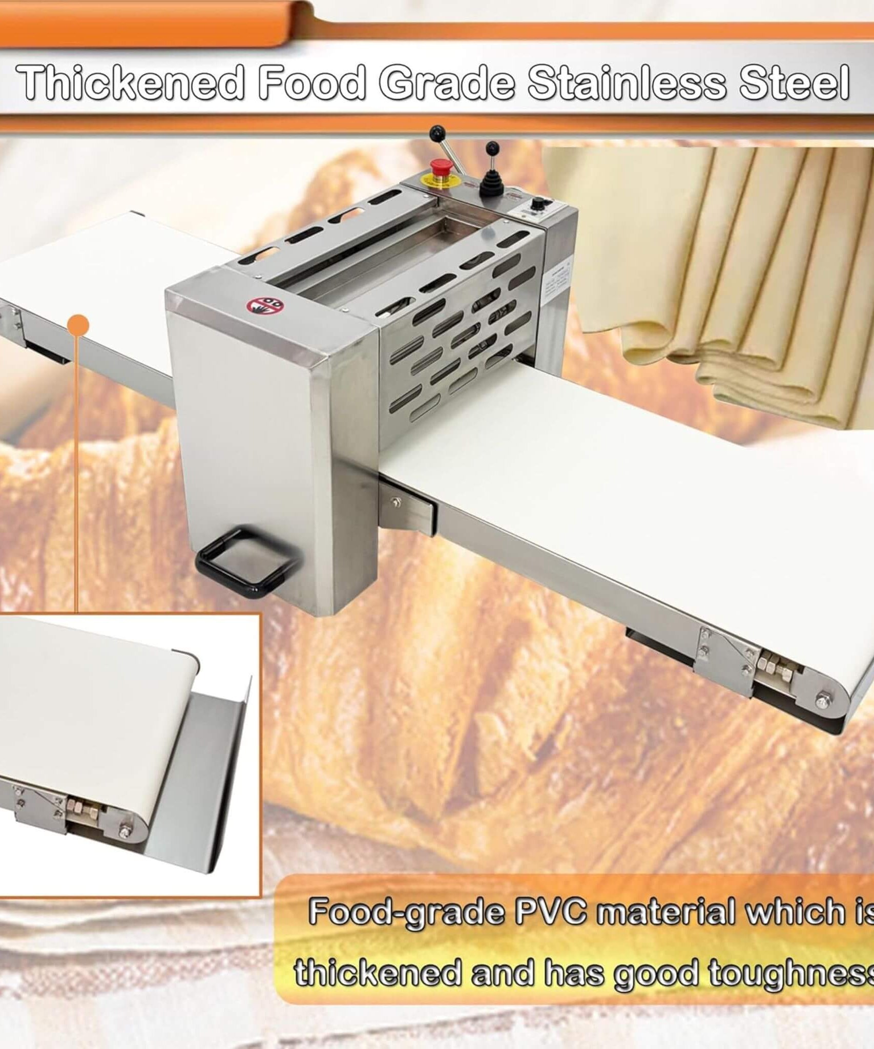 Commercial Electric 110V Foldable Stainless Steel Dough Sheeter (SAK59273)