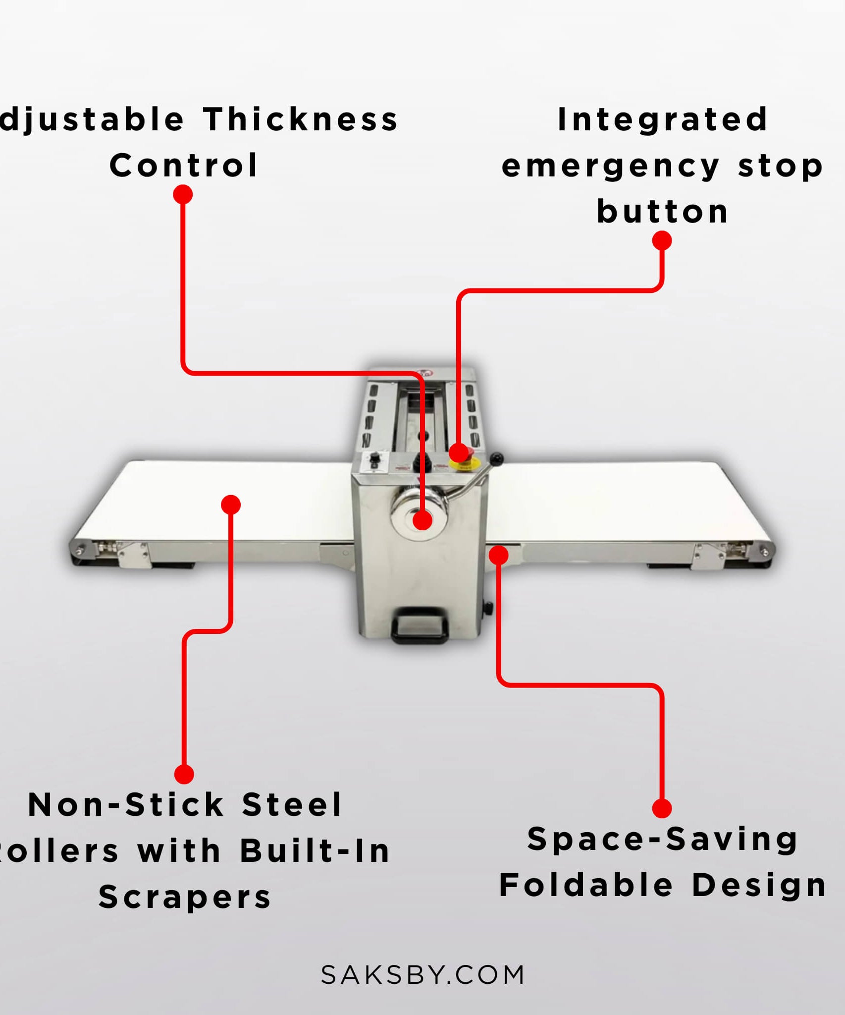 Commercial Electric 110V Foldable Stainless Steel Dough Sheeter (SAK59273)
