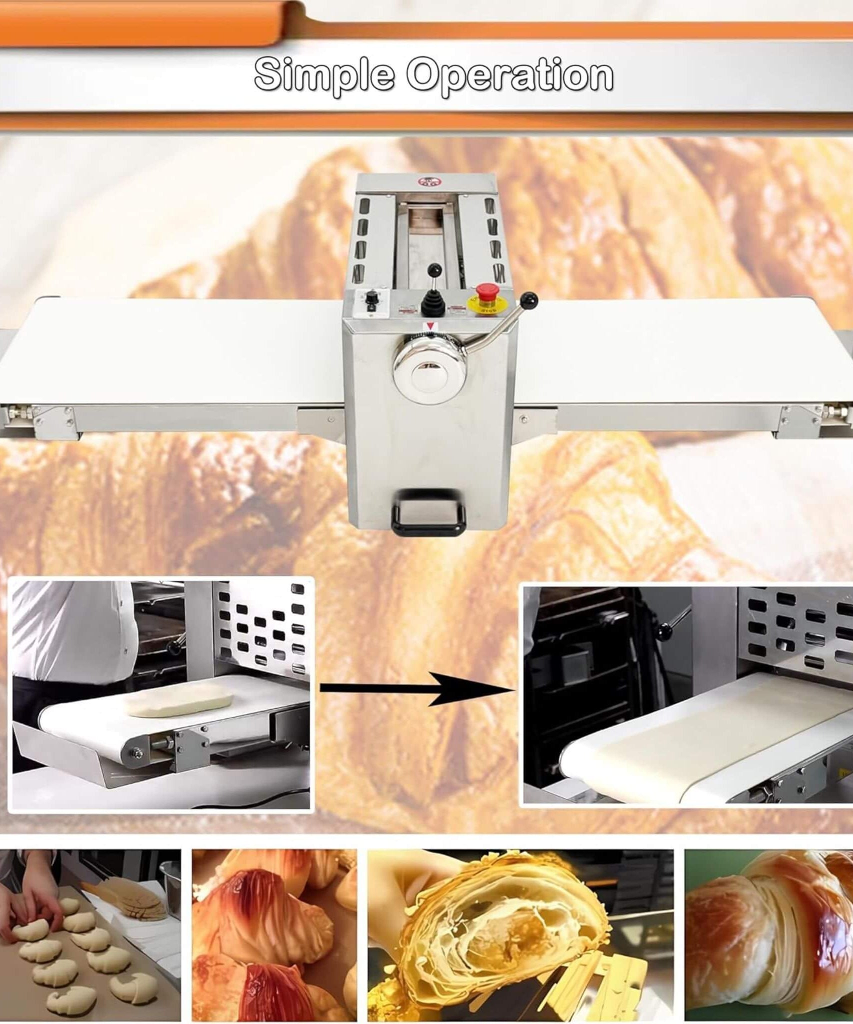 Commercial Electric 110V Foldable Stainless Steel Dough Sheeter (SAK59273)
