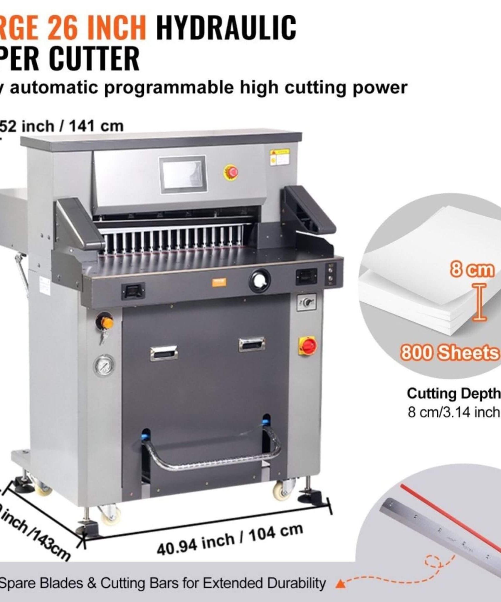 26-Inch Electric Heavy-Duty Hydraulic Paper Cutter Machine With Touchscreen (SAK92518)