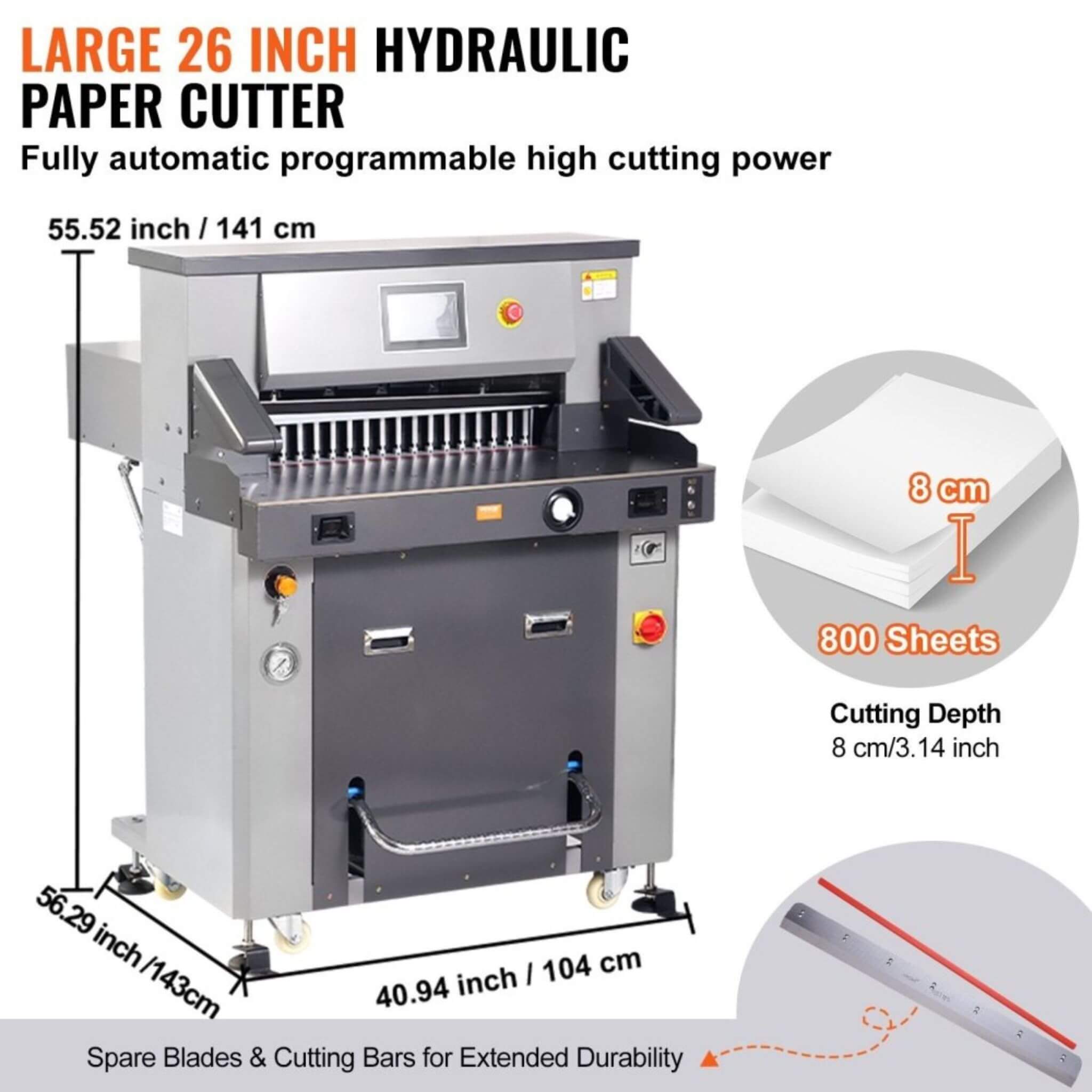 26-Inch Electric Heavy-Duty Hydraulic Paper Cutter Machine With Touchscreen (SAK92518)