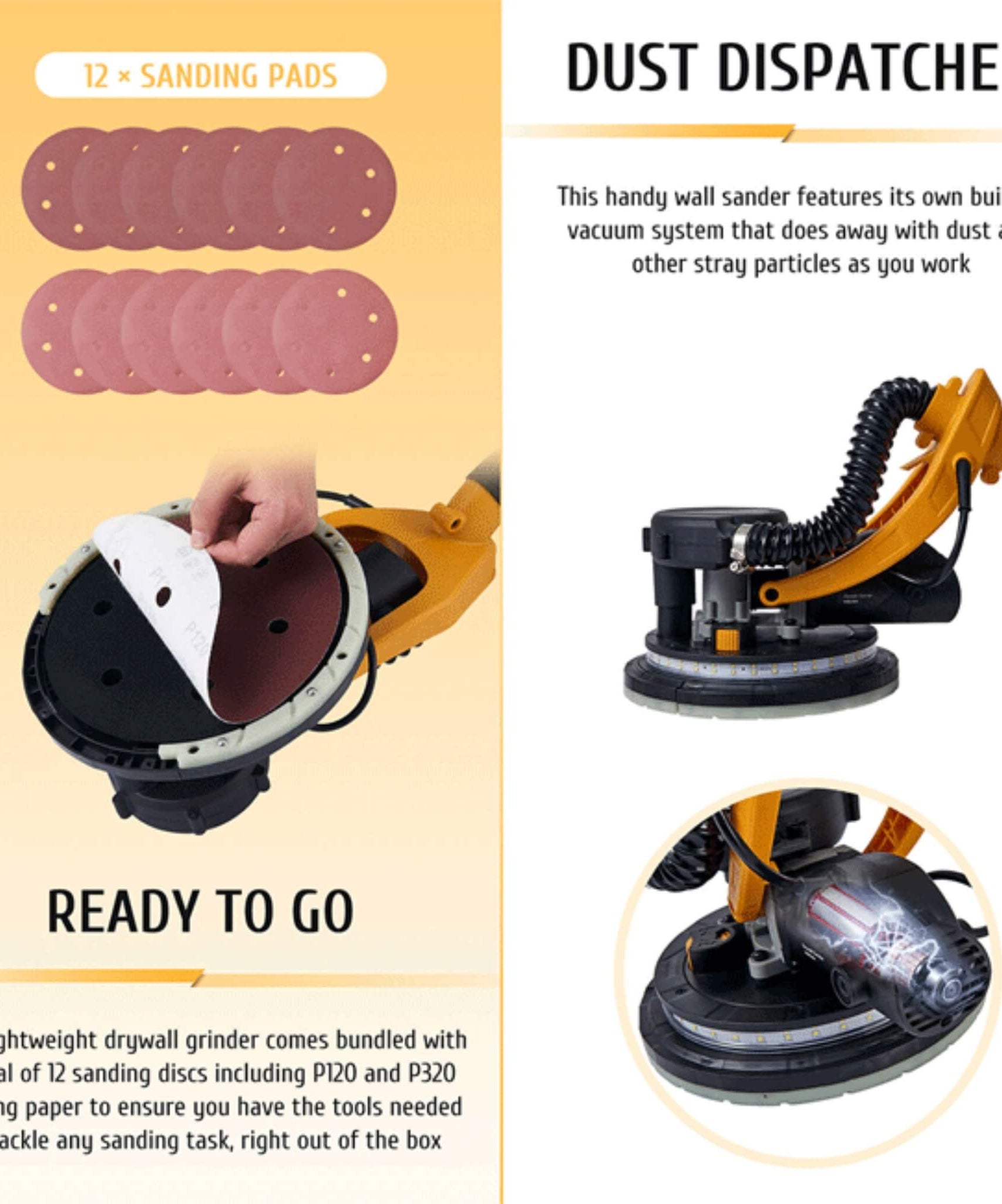 Preenex Electric Powered Drywall Sanding Machine W/ Dust Collection, 800W (SAK94763)