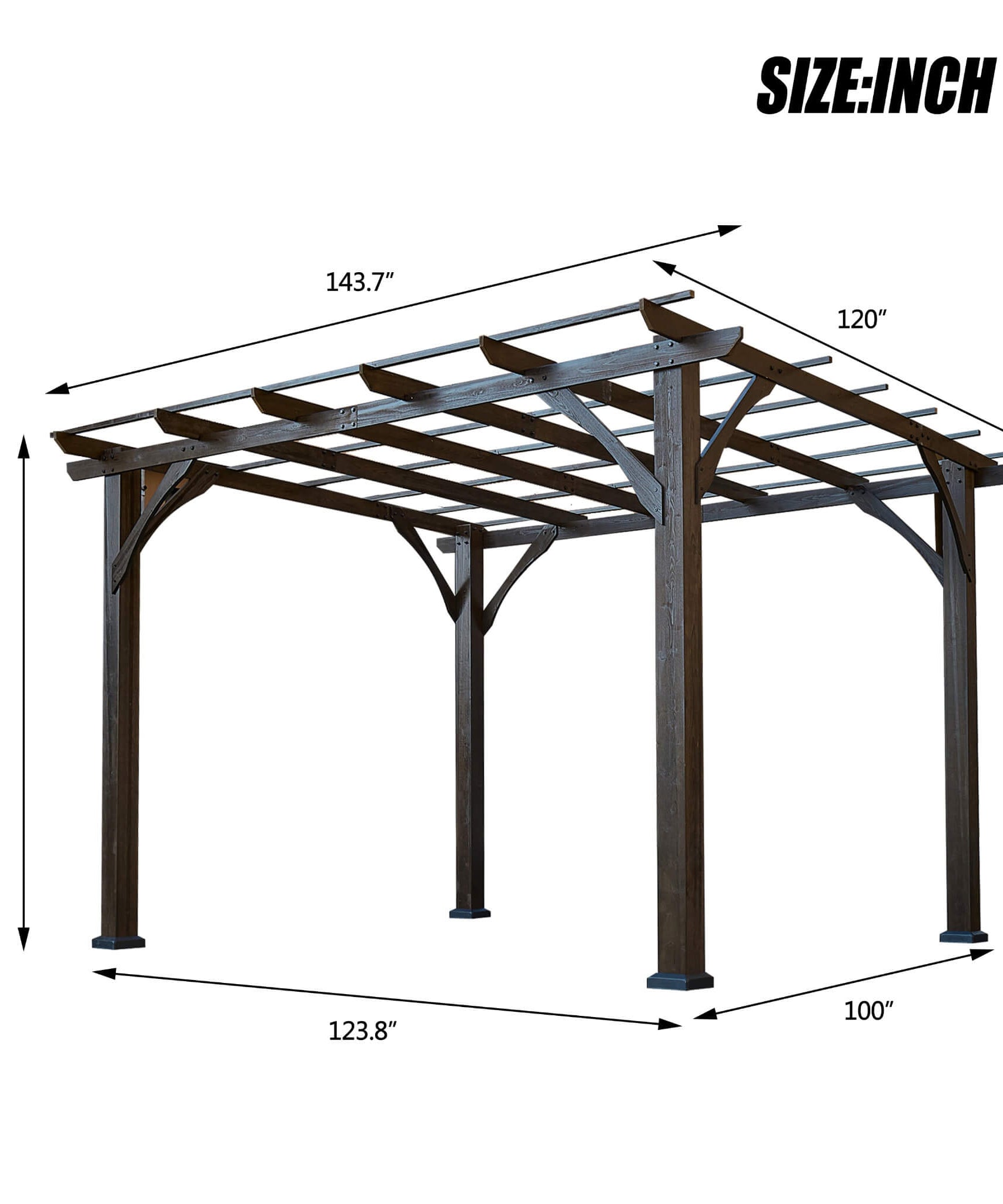 [10X12FT] Alora Premium Outdoor Brown Cedar Wood Pergola For Spacious Patios (SAK45639)