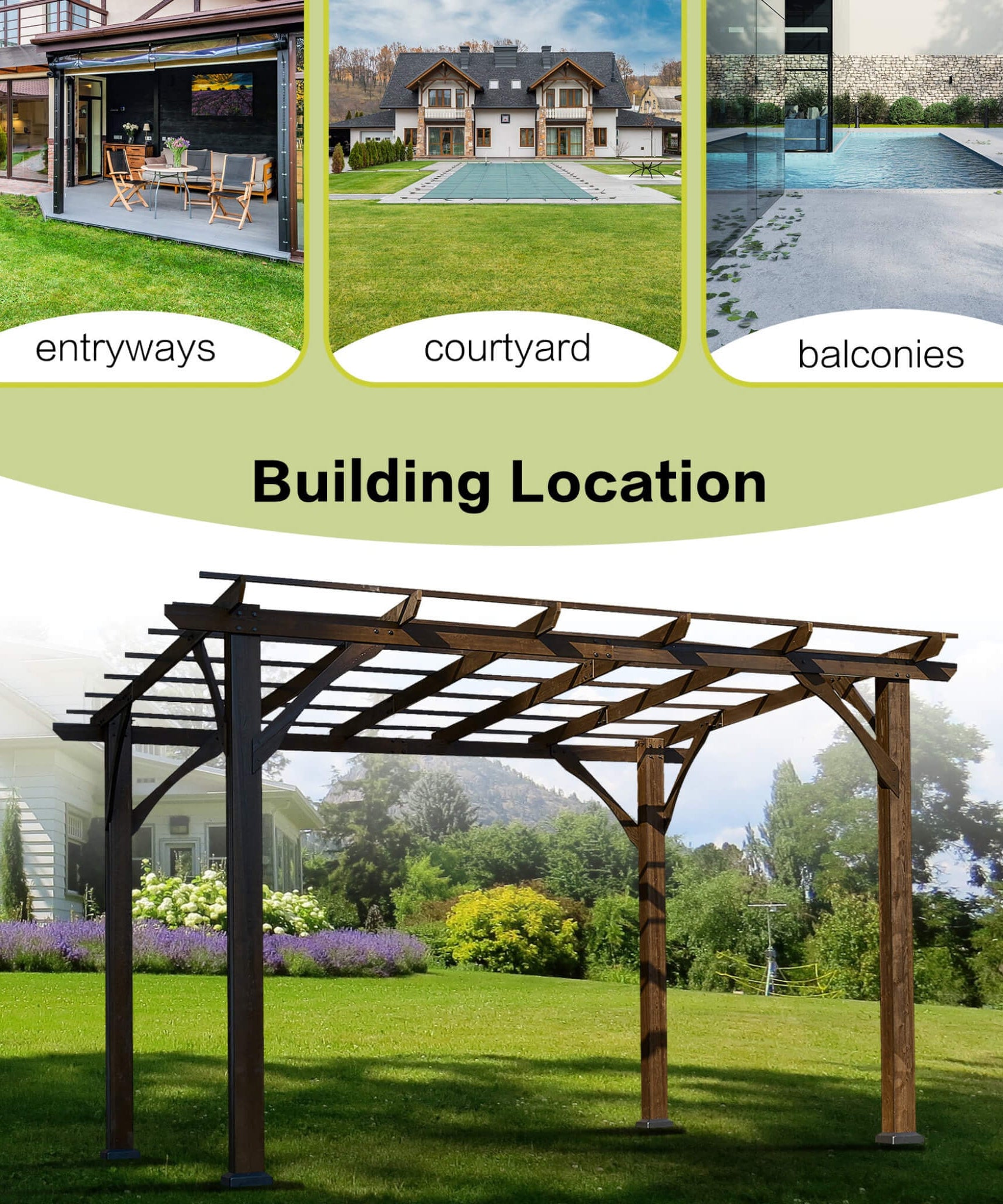 [10X12FT] Alora Premium Outdoor Brown Cedar Wood Pergola For Spacious Patios (SAK45639)