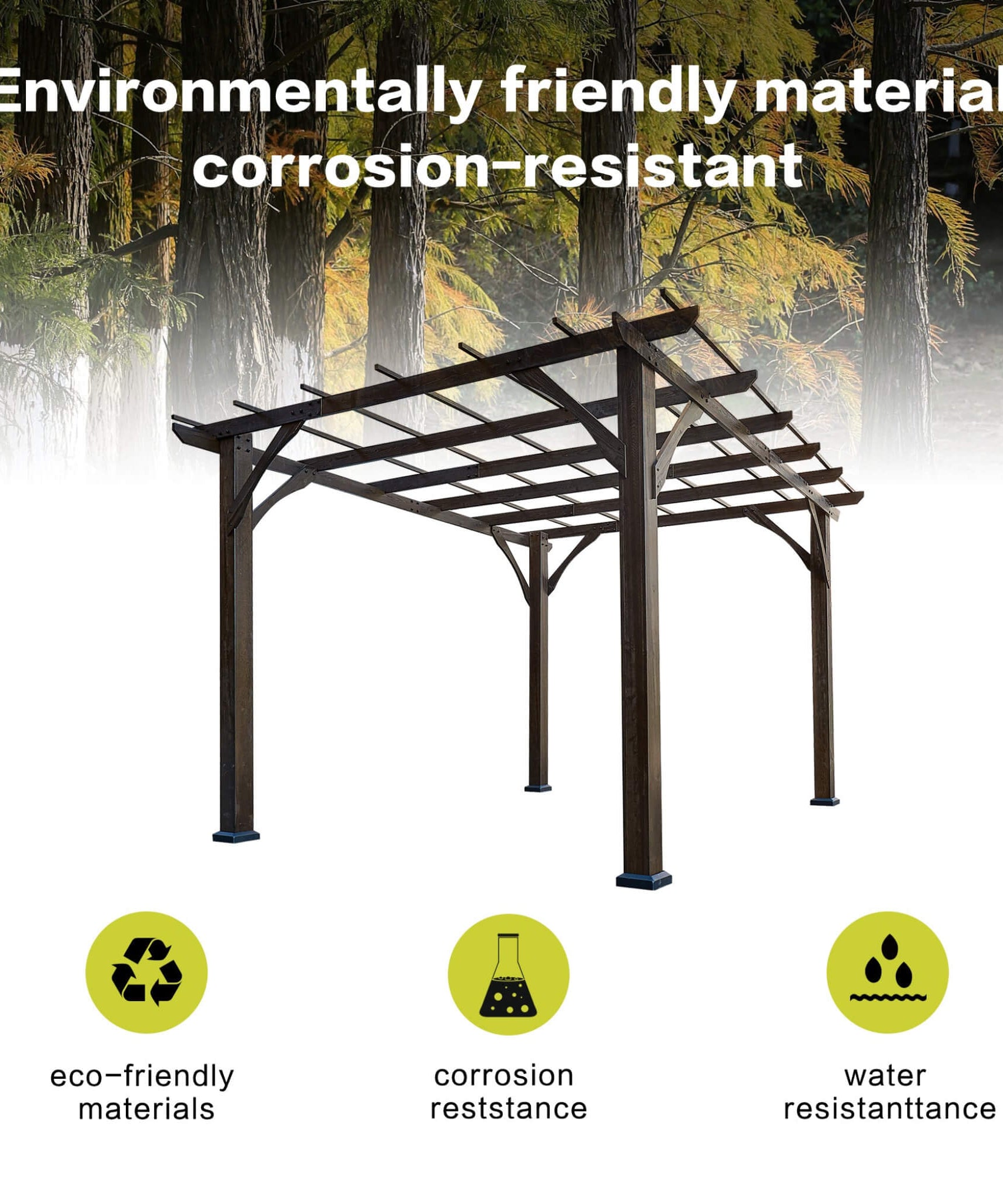 [10X12FT] Alora Premium Outdoor Brown Cedar Wood Pergola For Spacious Patios (SAK45639)