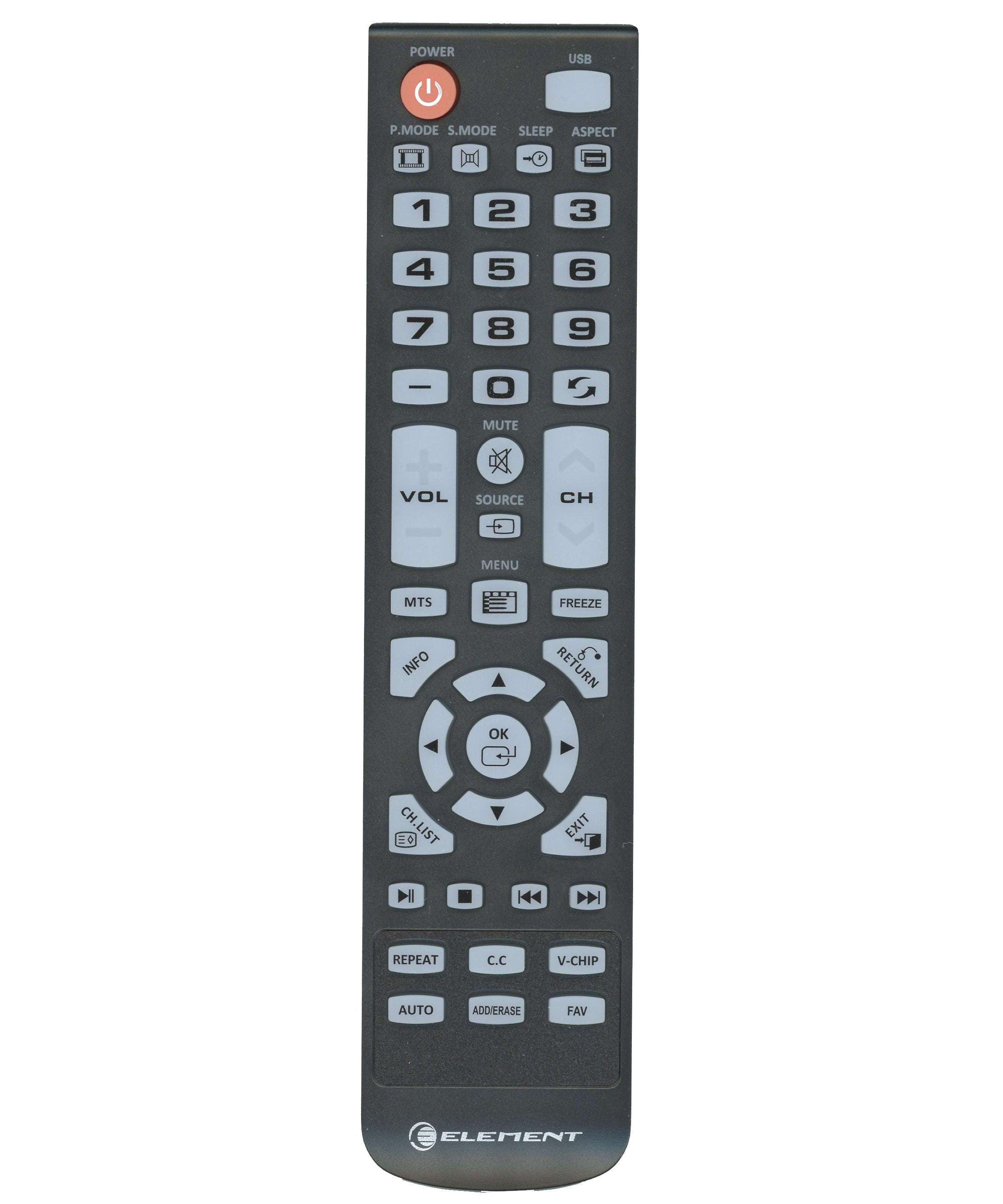 Element XHY-353-01/ROH TV Remote Control for ELEFJ, ELEFT, ELEFW, ELFW Series HDTV Models - 845-049-06B06