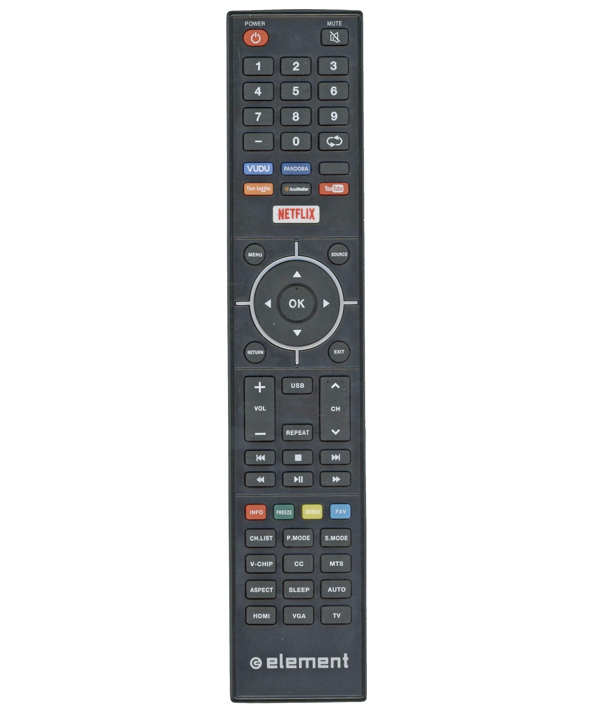 Element XHY-353-01/ROH TV Remote Control for ELEFJ, ELEFT, ELEFW, ELFW Series HDTV Models - 845-049-06B06