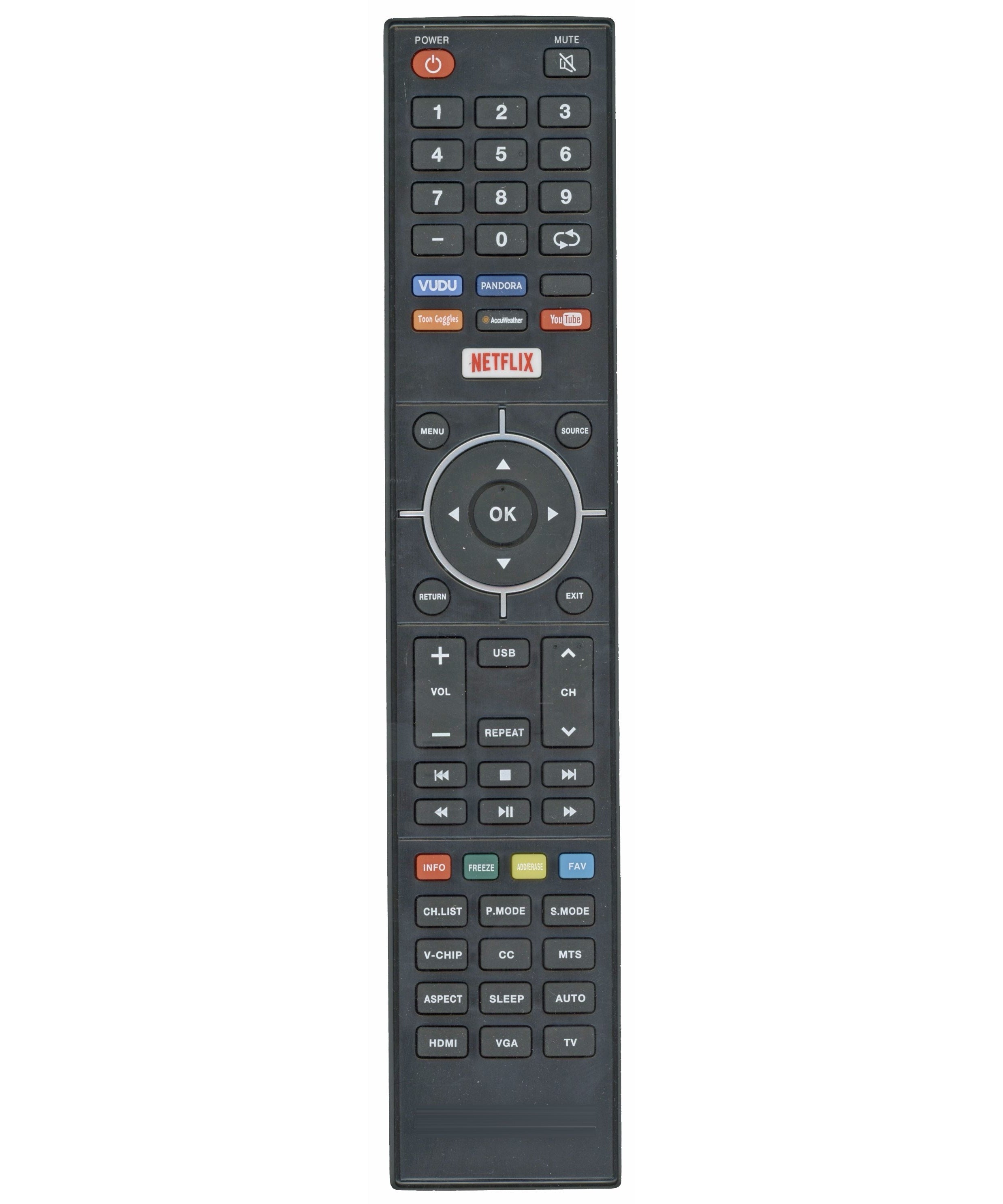 Element XHY-353-01/ROH TV Remote Control for ELEFJ, ELEFT, ELEFW, ELFW Series HDTV Models - 845-049-06B06