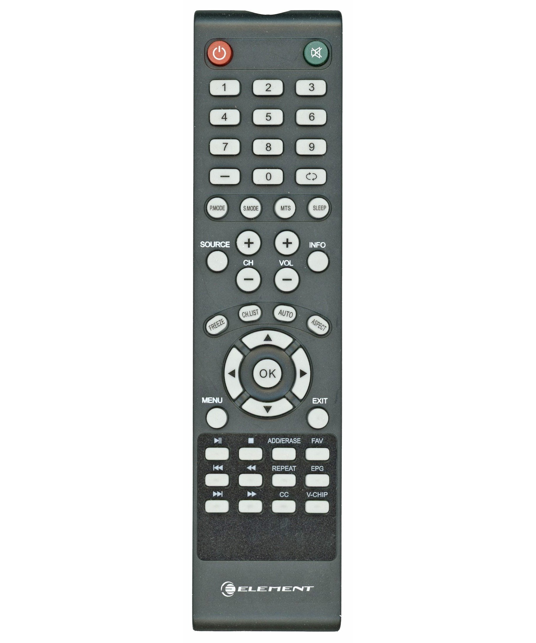 Element JX8036A TV Remote Control - 845-047-03B06