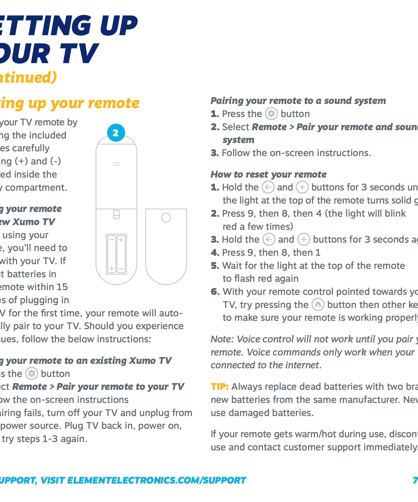 Element XClass Xumo TV Remote Control with VOICE - 7601-Z00720-0044EMTK