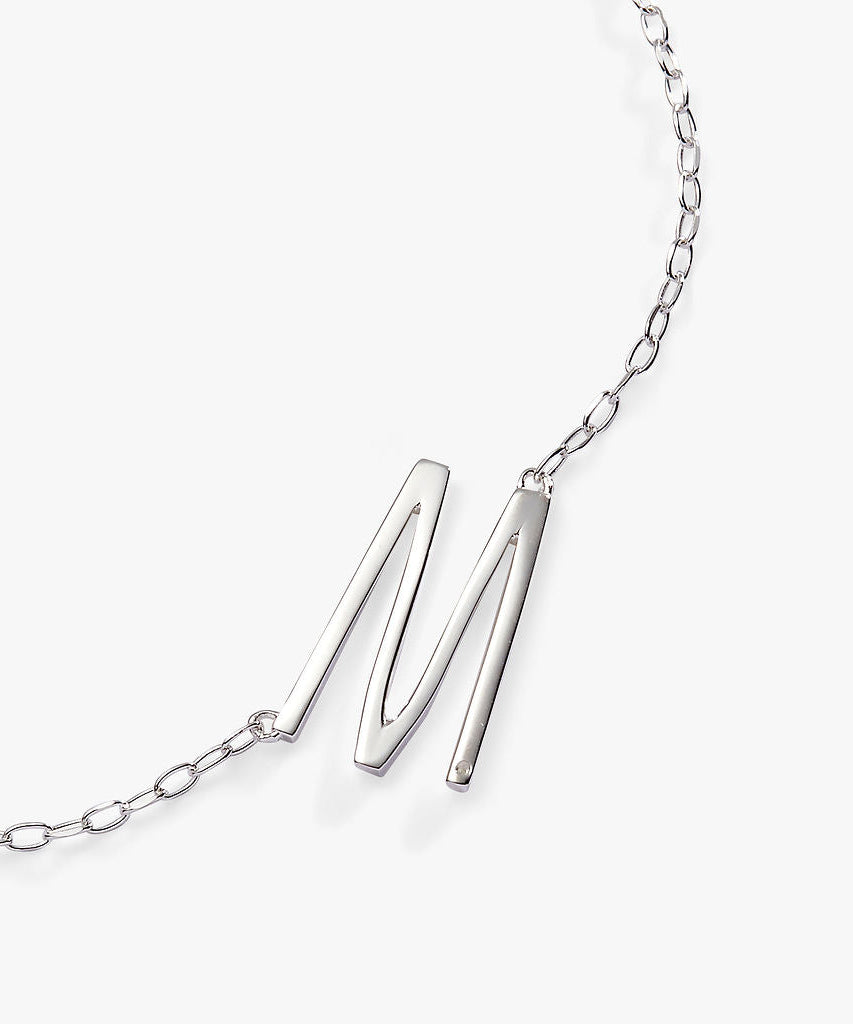 Initial M Precious Elongated Necklace