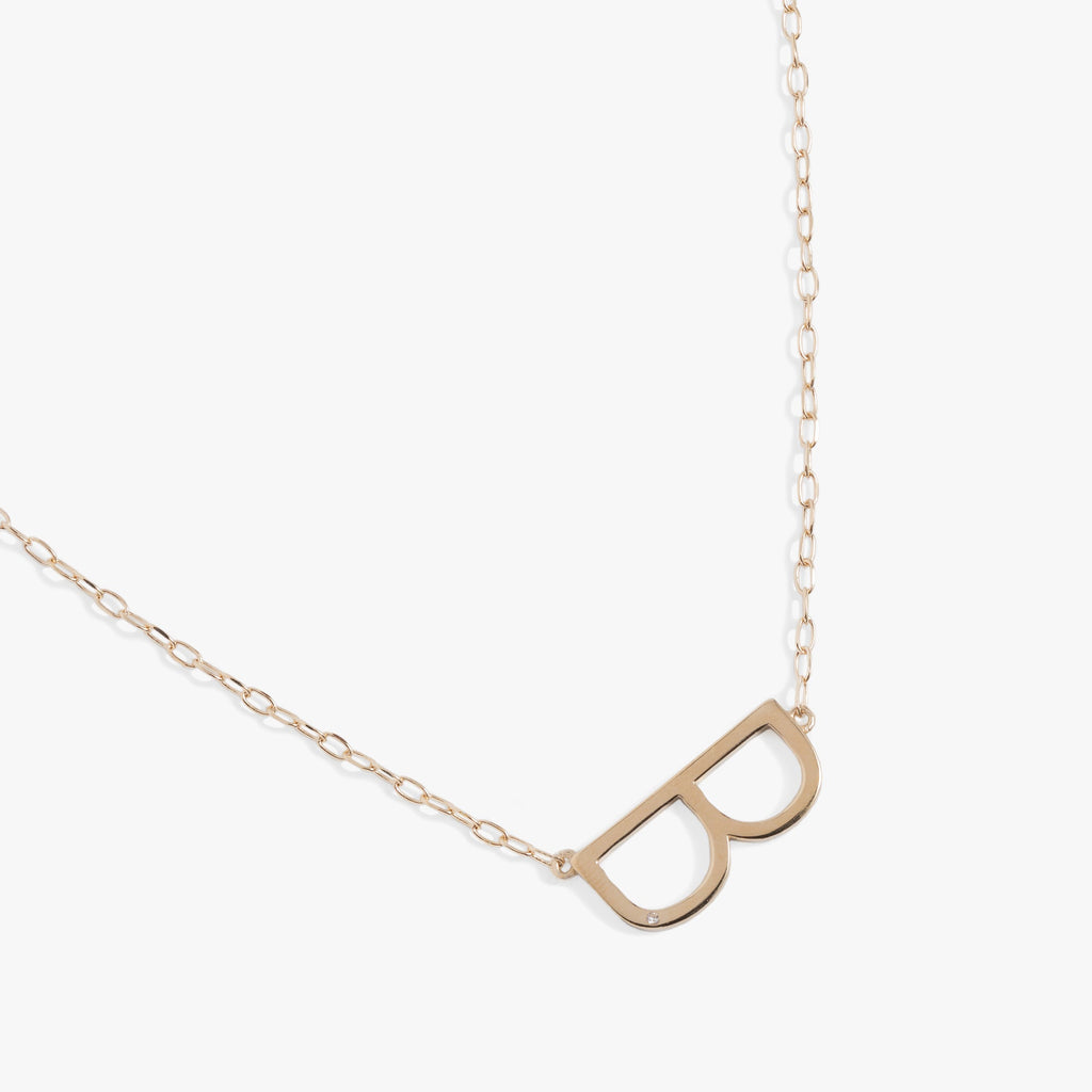 Initial B Precious Elongated Necklace
