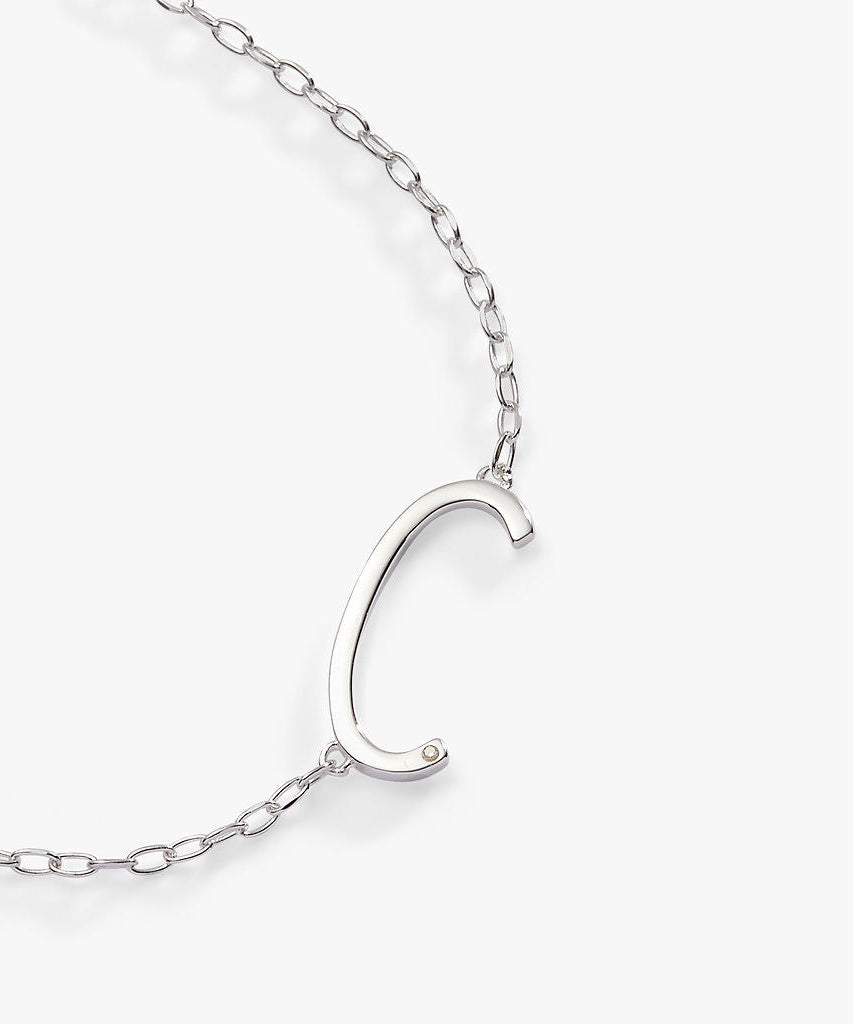 Initial C Precious Elongated Necklace