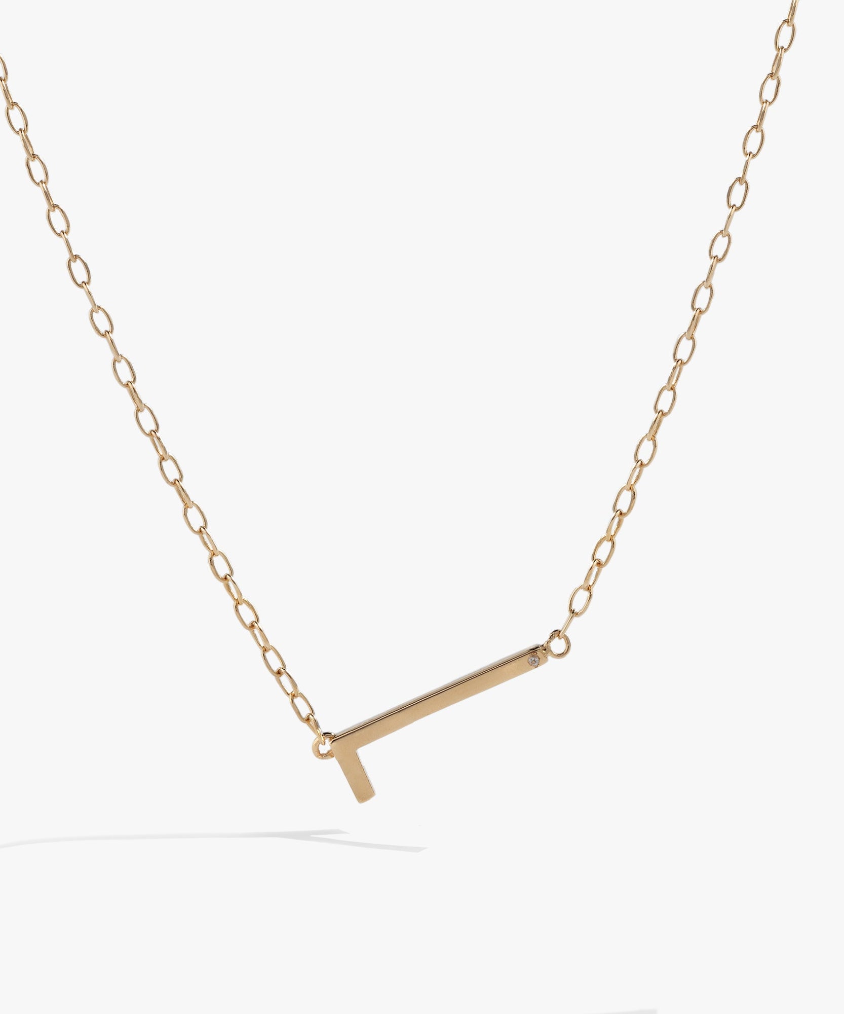 Initial L Precious Elongated Necklace