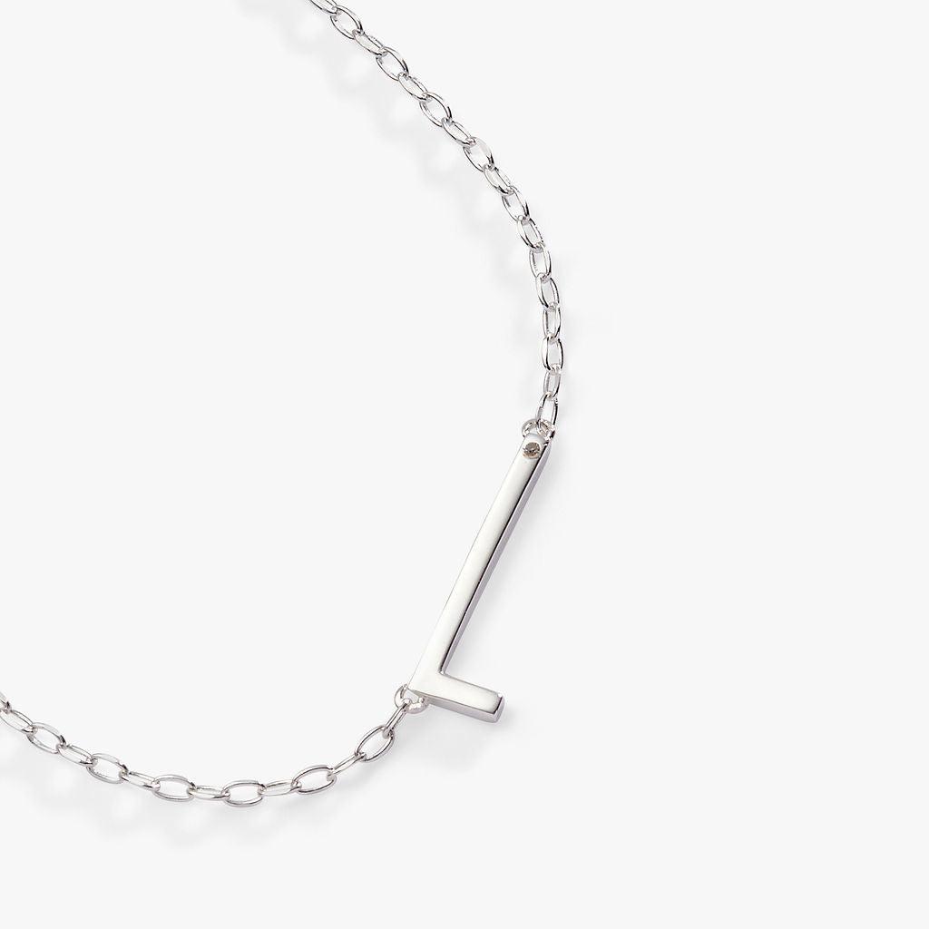 Initial L Precious Elongated Necklace
