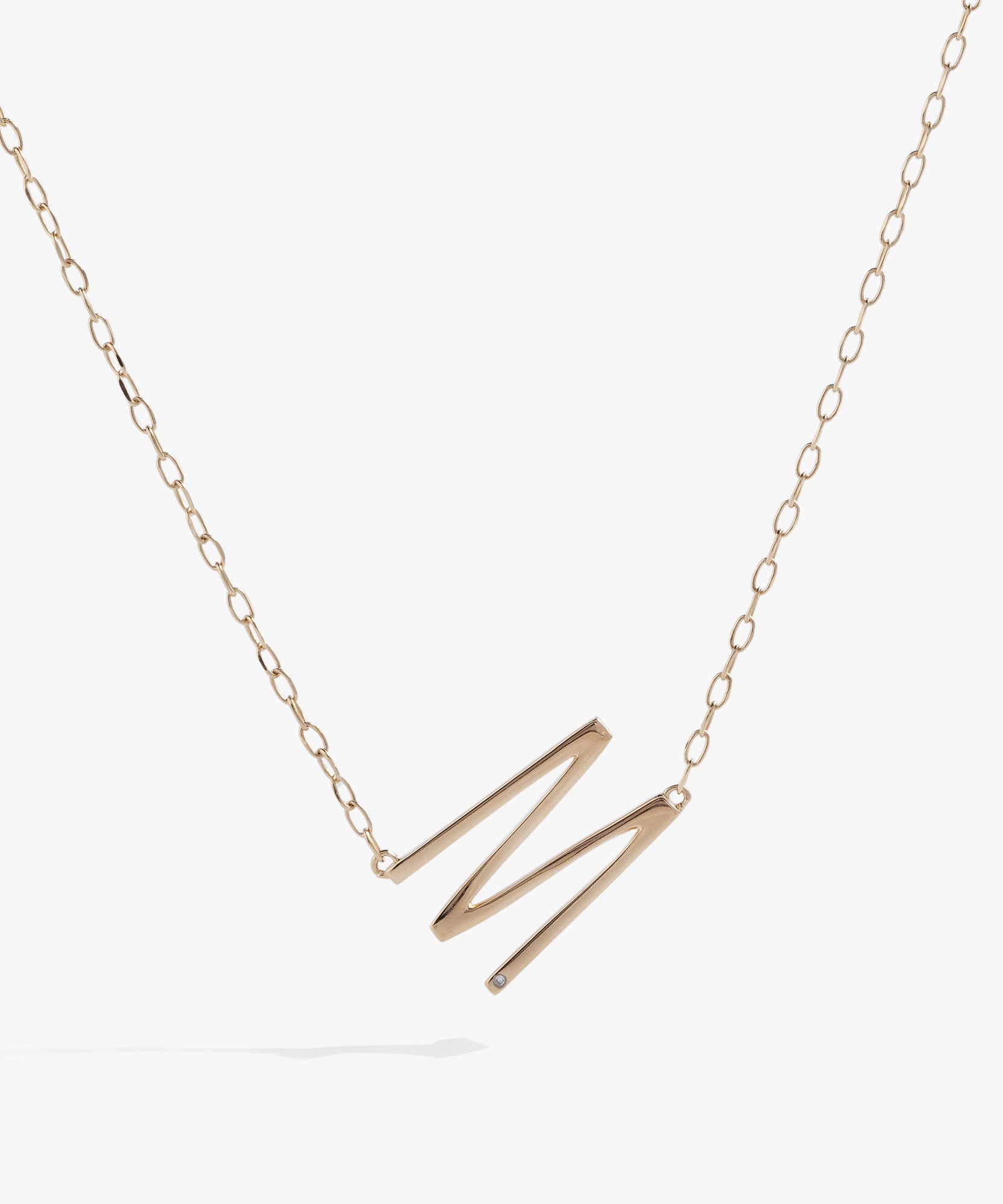 Initial M Precious Elongated Necklace