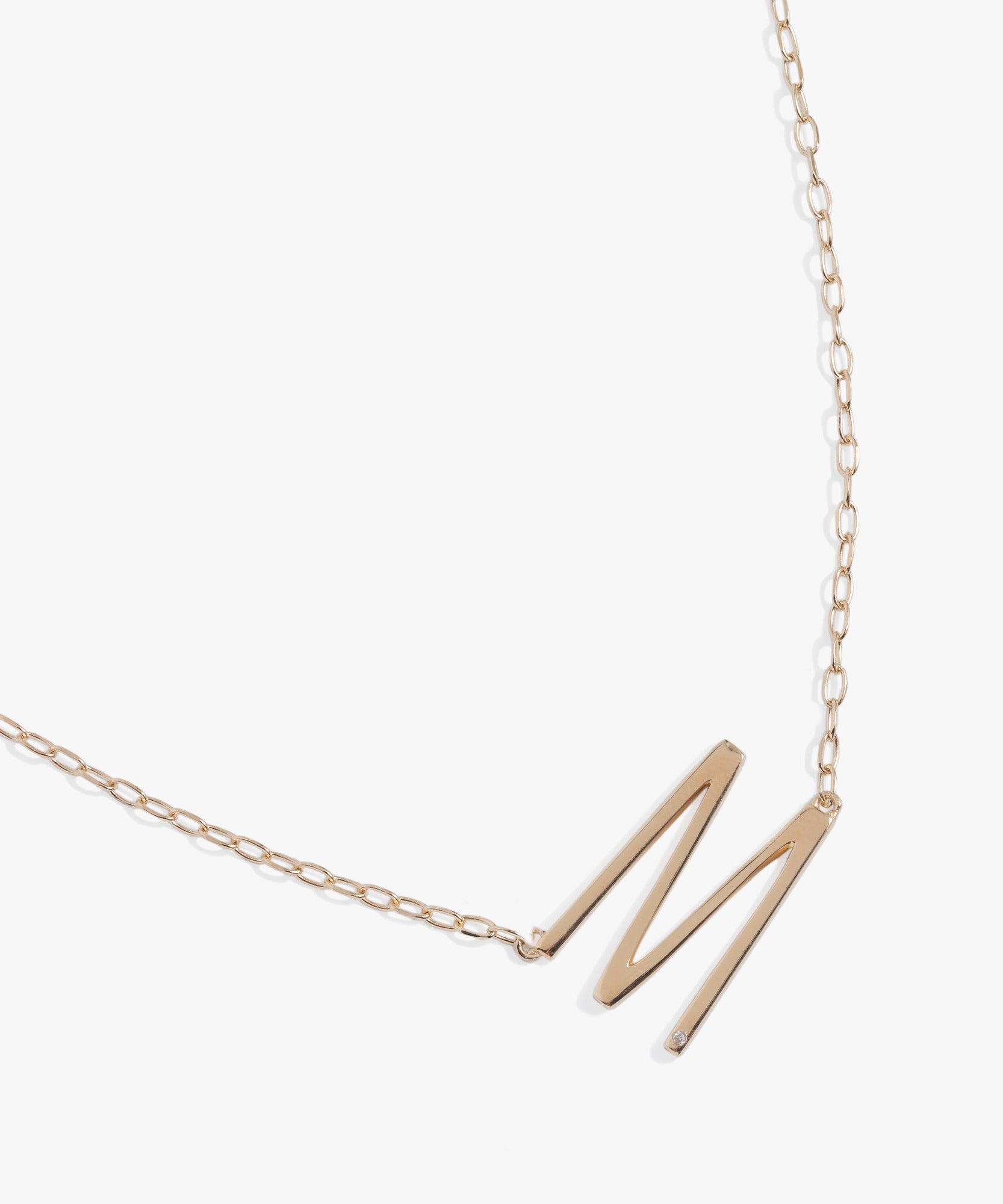 Initial M Precious Elongated Necklace