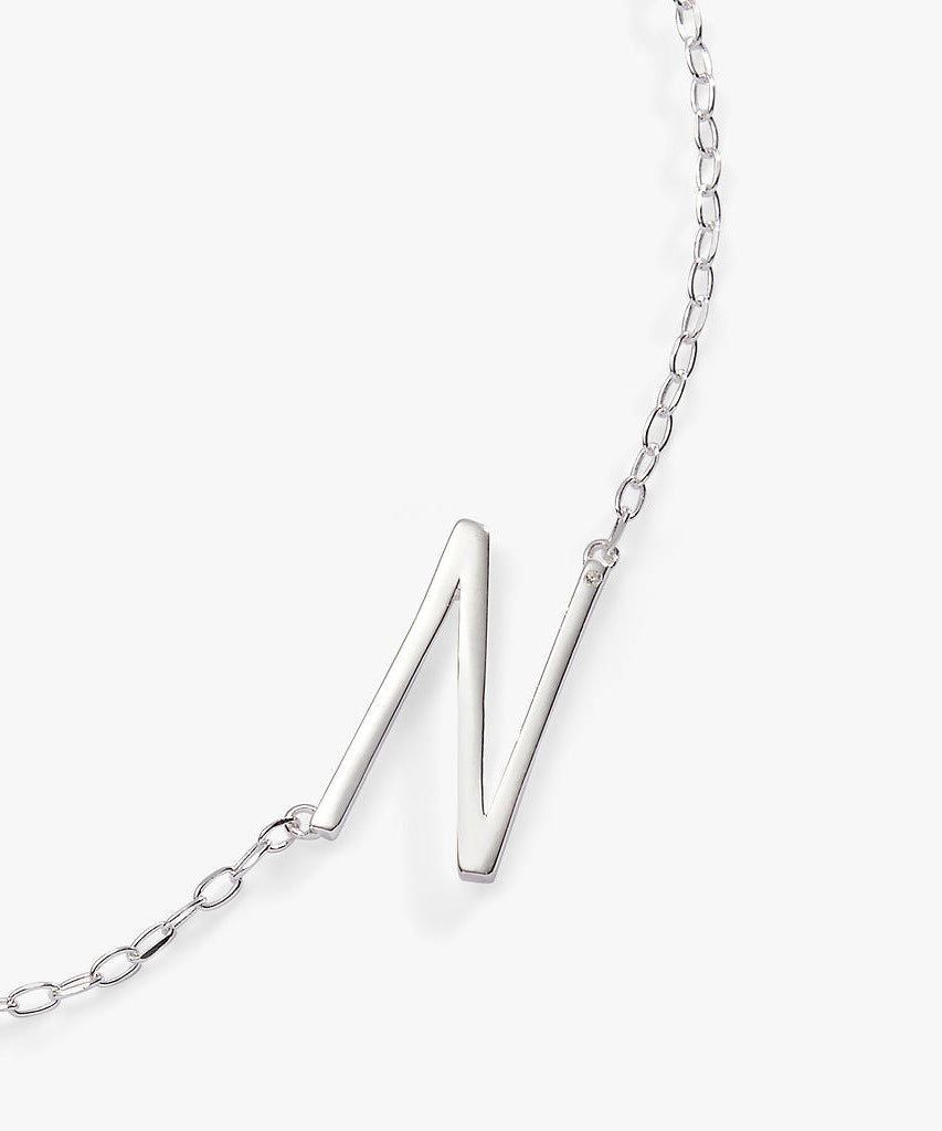 Initial N Precious Elongated Necklace