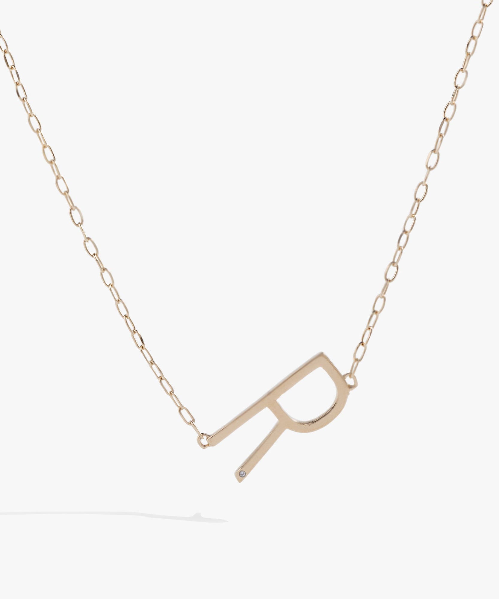 Initial R Precious Elongated Necklace