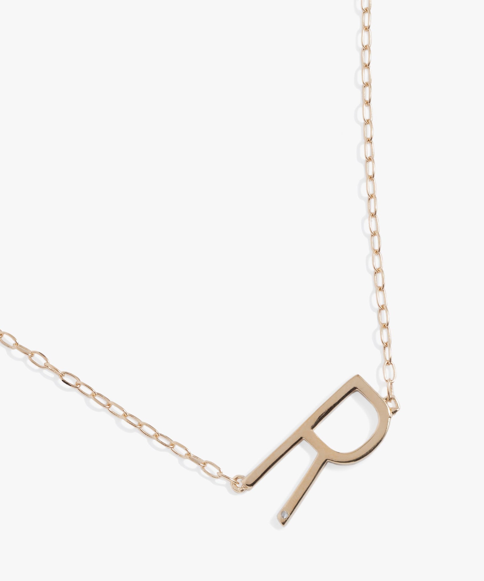 Initial R Precious Elongated Necklace