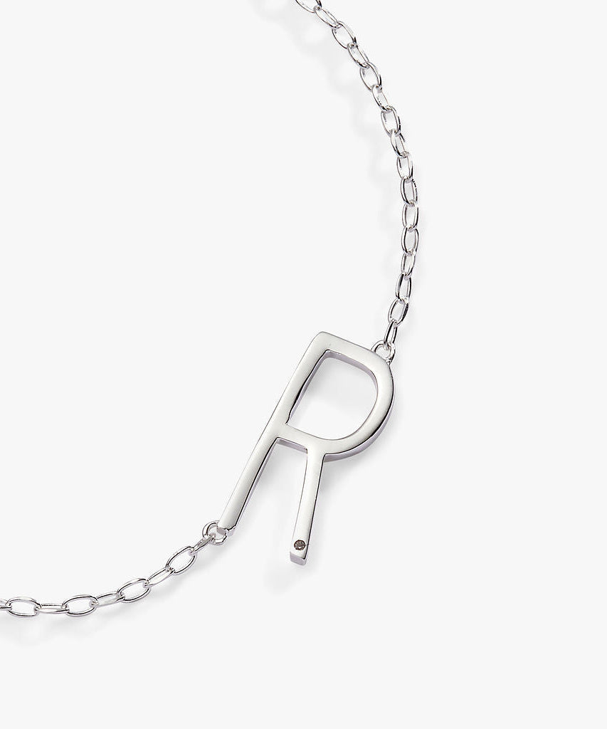 Initial R Precious Elongated Necklace