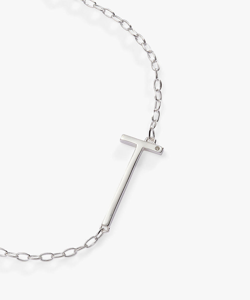 Initial T Precious Elongated Necklace