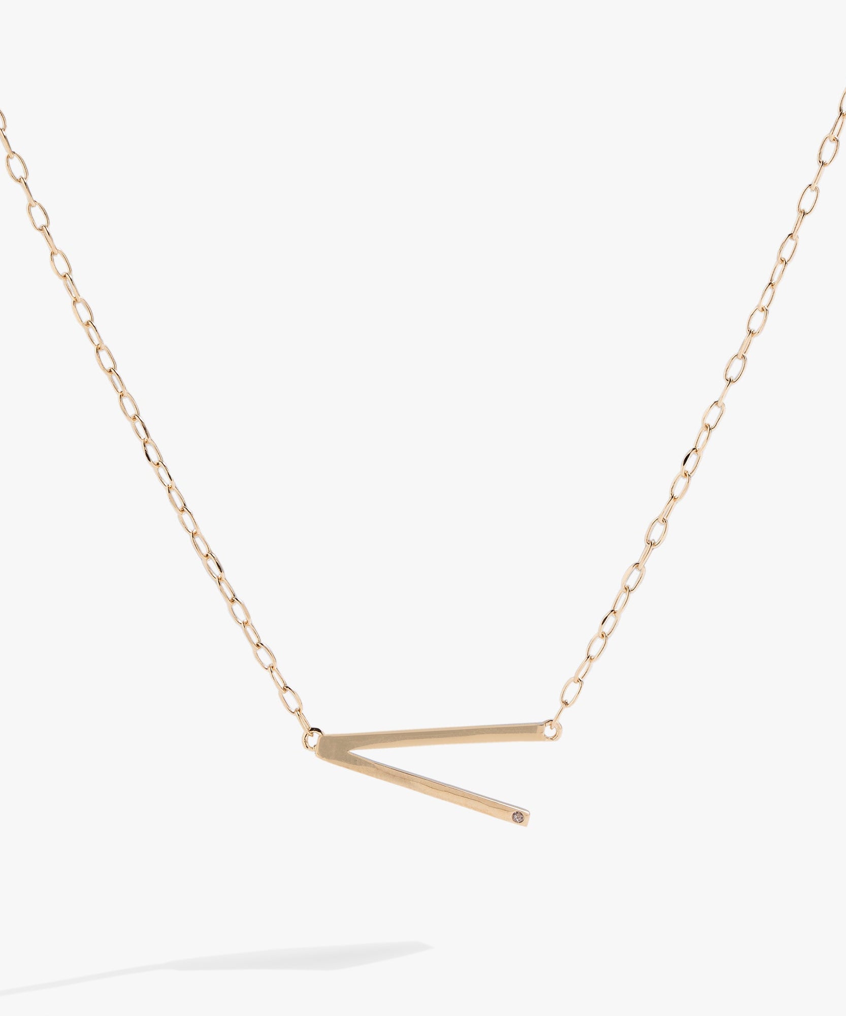 Initial V Precious Elongated Necklace