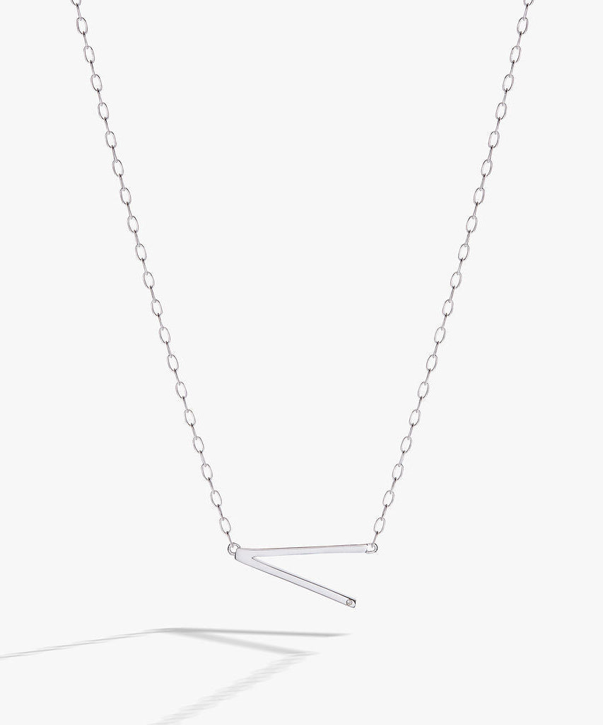 Initial V Precious Elongated Necklace