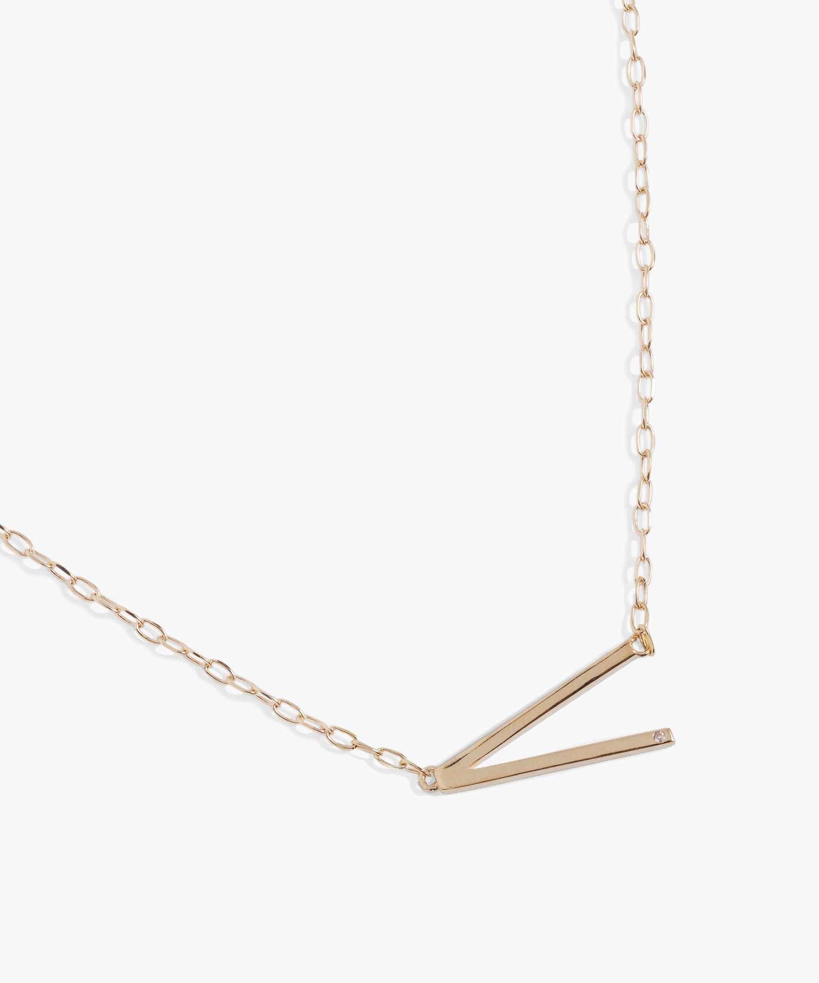 Initial V Precious Elongated Necklace