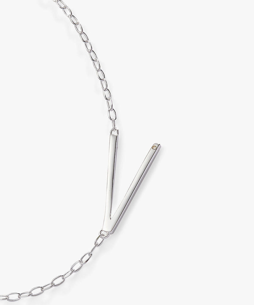 Initial V Precious Elongated Necklace