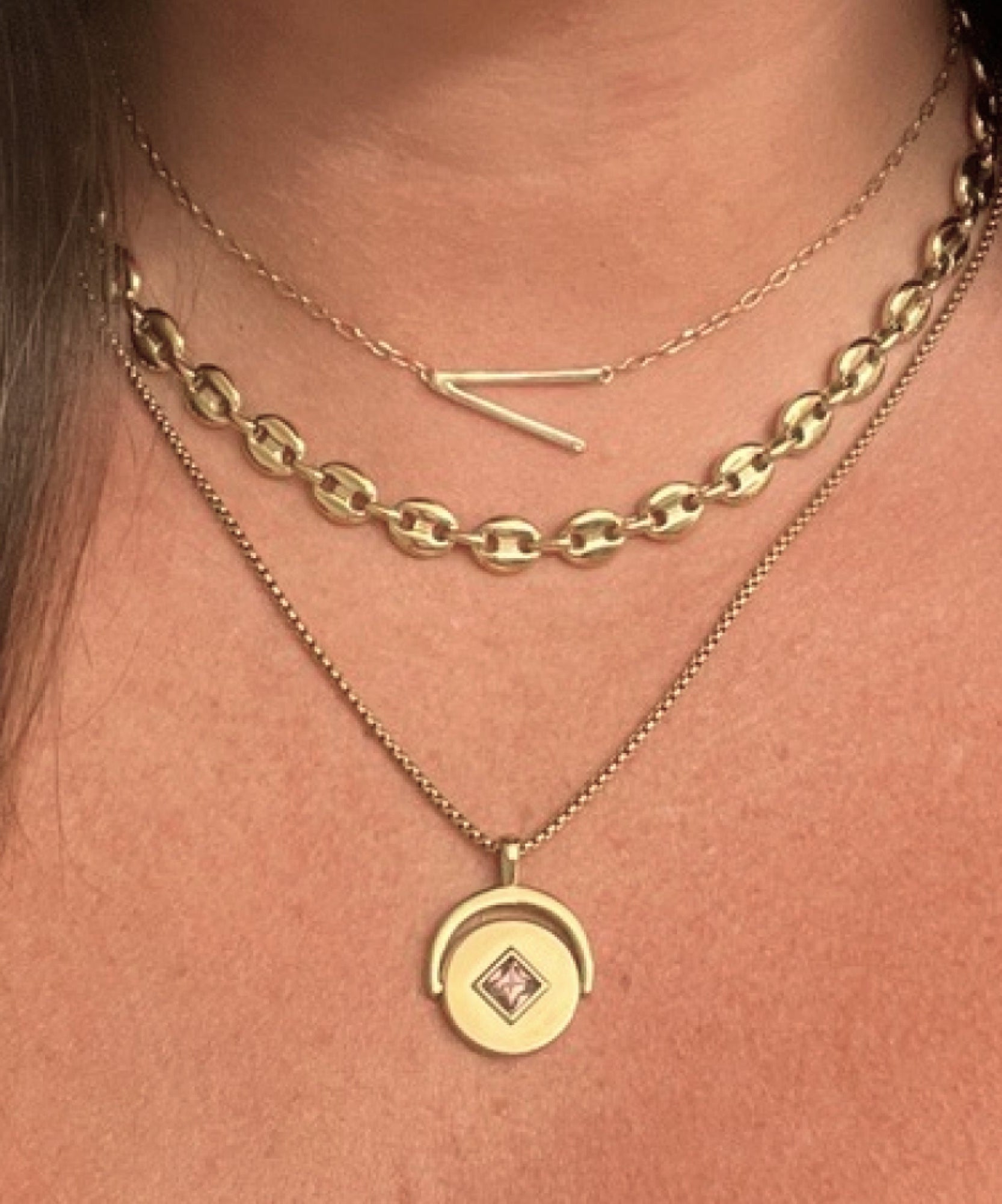 Initial V Precious Elongated Necklace