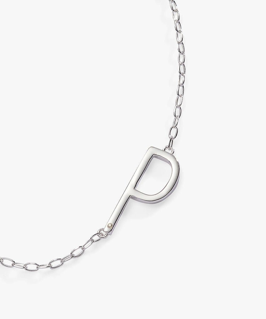 Initial P Precious Elongated Necklace