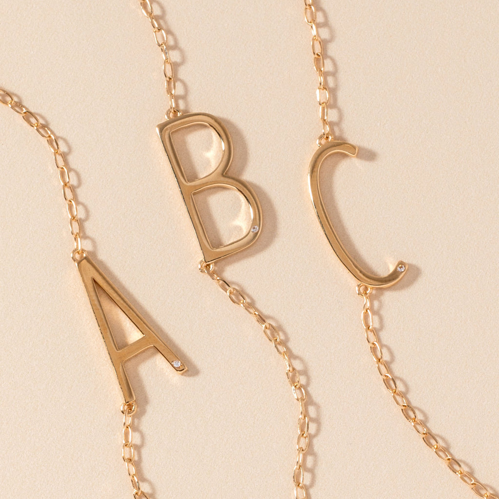 Initial C Precious Elongated Necklace