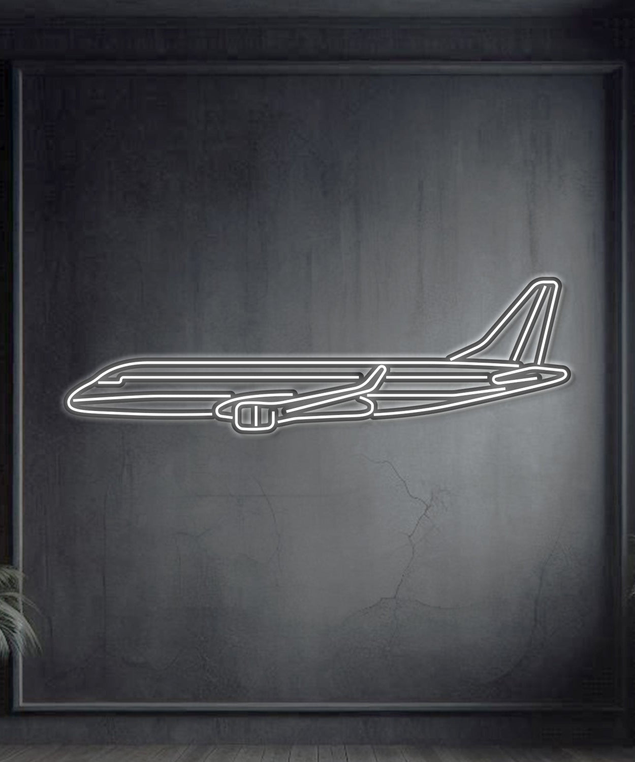 EMJ-175 Metall-Neon-Flugzeug-Wandkunst - NCN0032