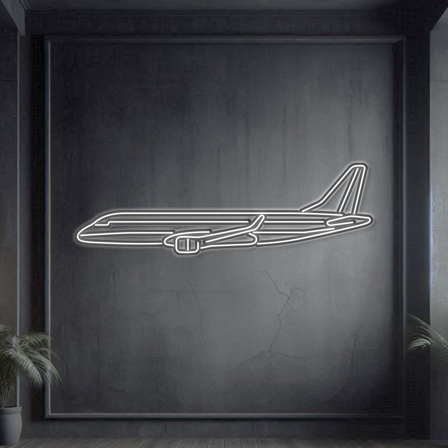 EMJ-175 Metall-Neon-Flugzeug-Wandkunst - NCN0032