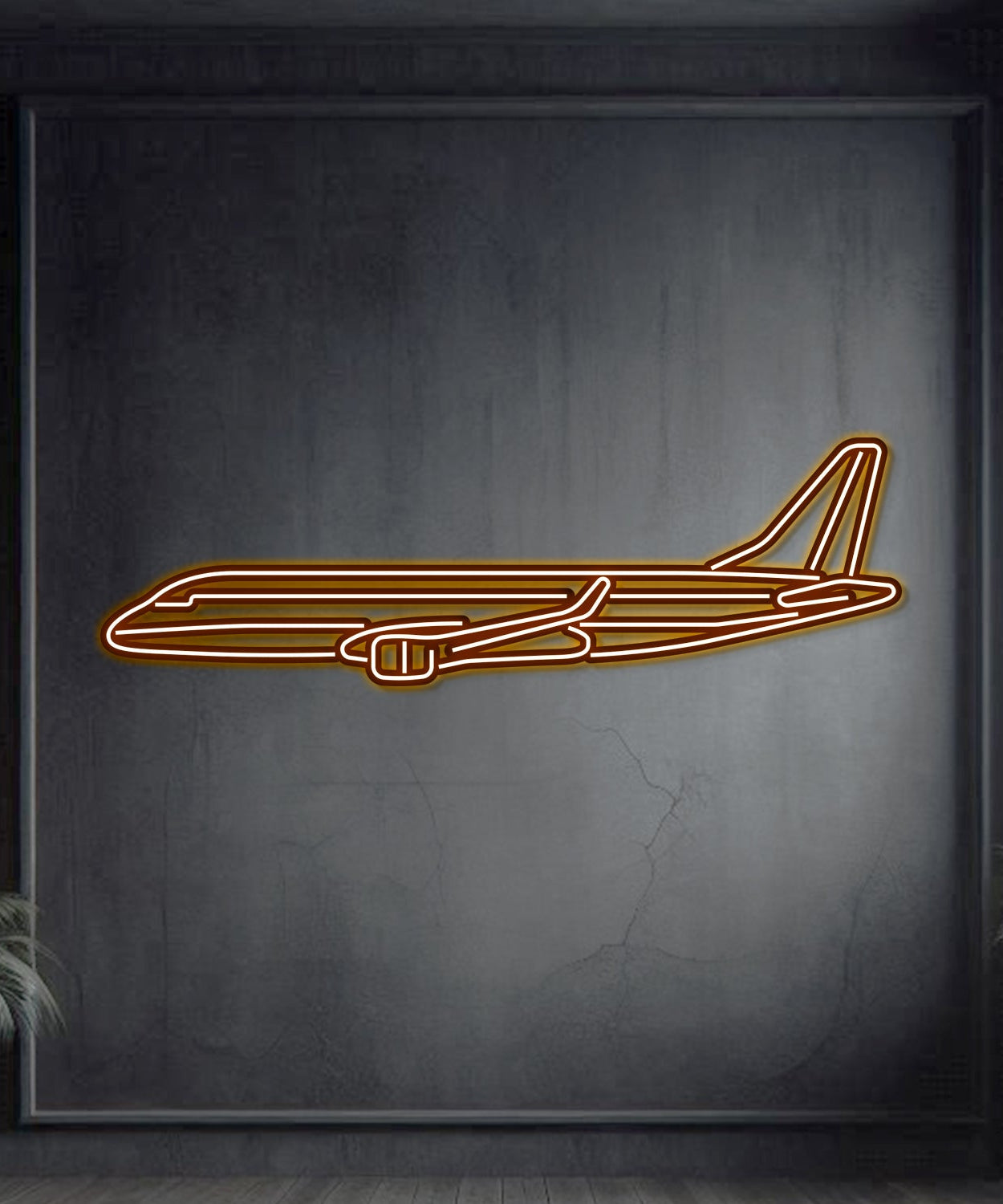 EMJ-175 Metall-Neon-Flugzeug-Wandkunst - NCN0032