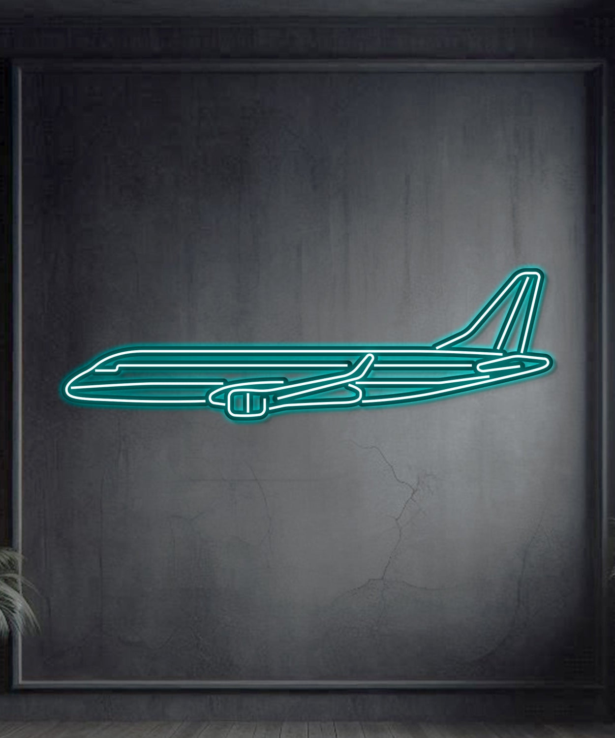 EMJ-175 Metall-Neon-Flugzeug-Wandkunst - NCN0032