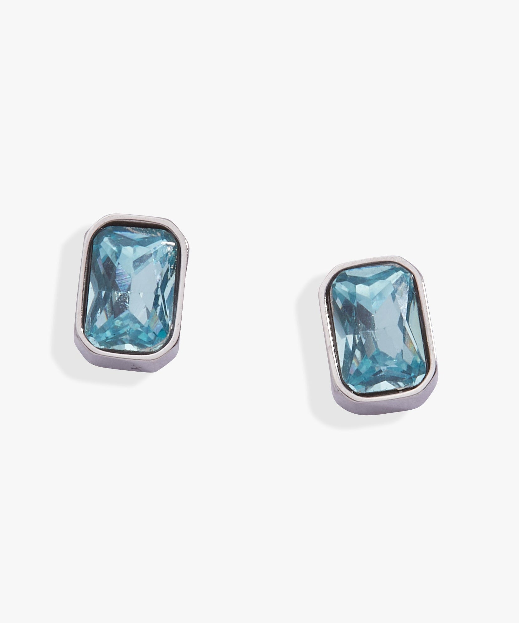 March Emerald-Cut Birthstone Stud