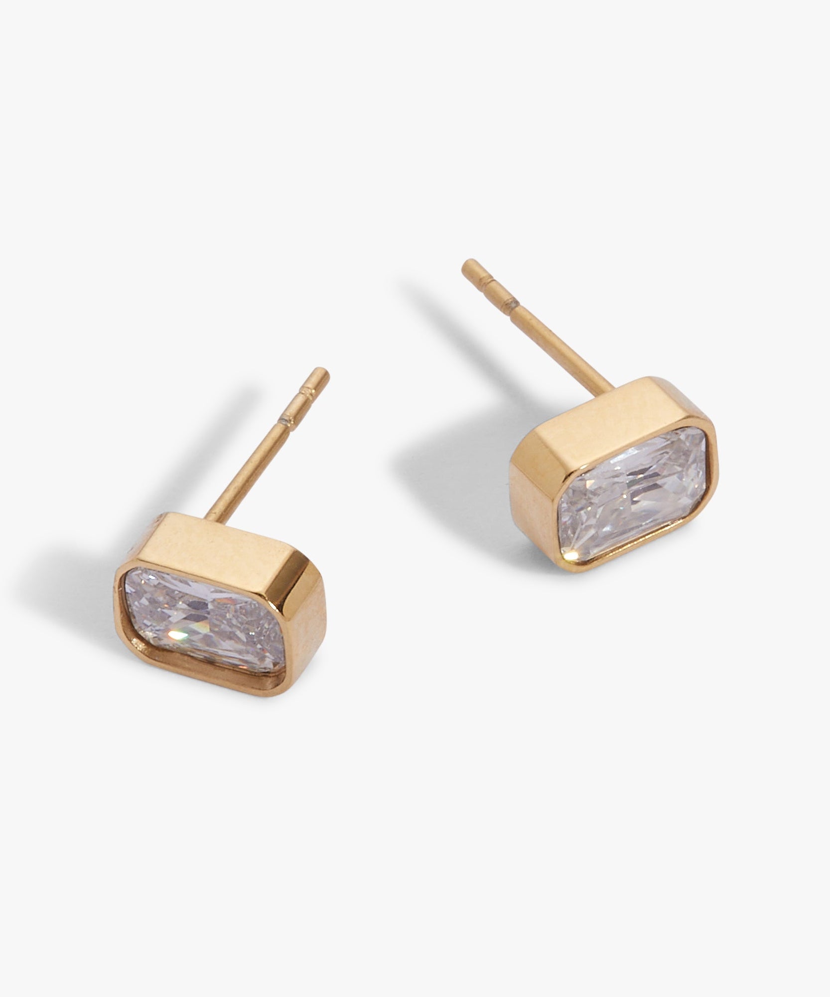 April Emerald-Cut Birthstone Stud Earrings