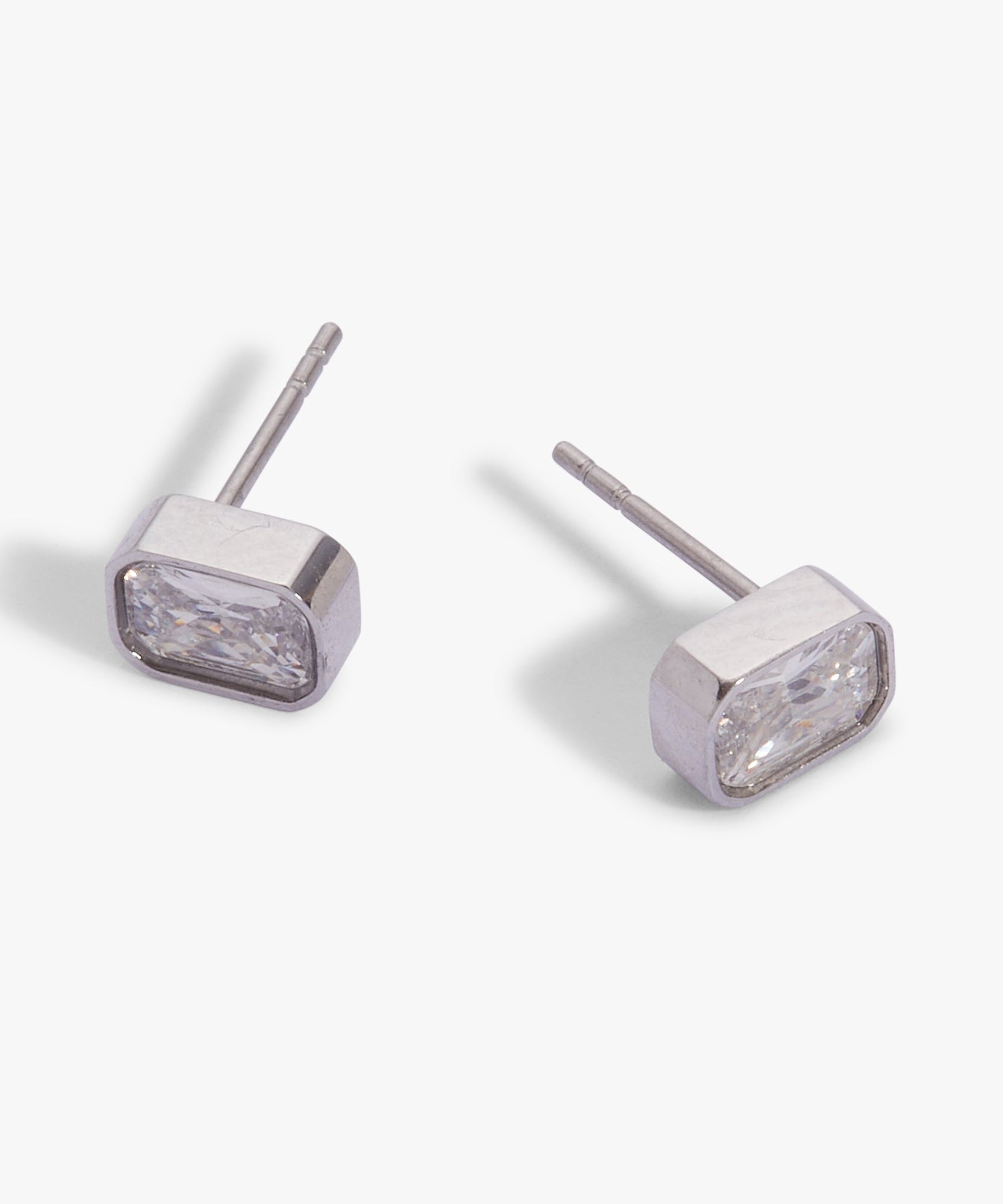 April Emerald-Cut Birthstone Stud Earrings