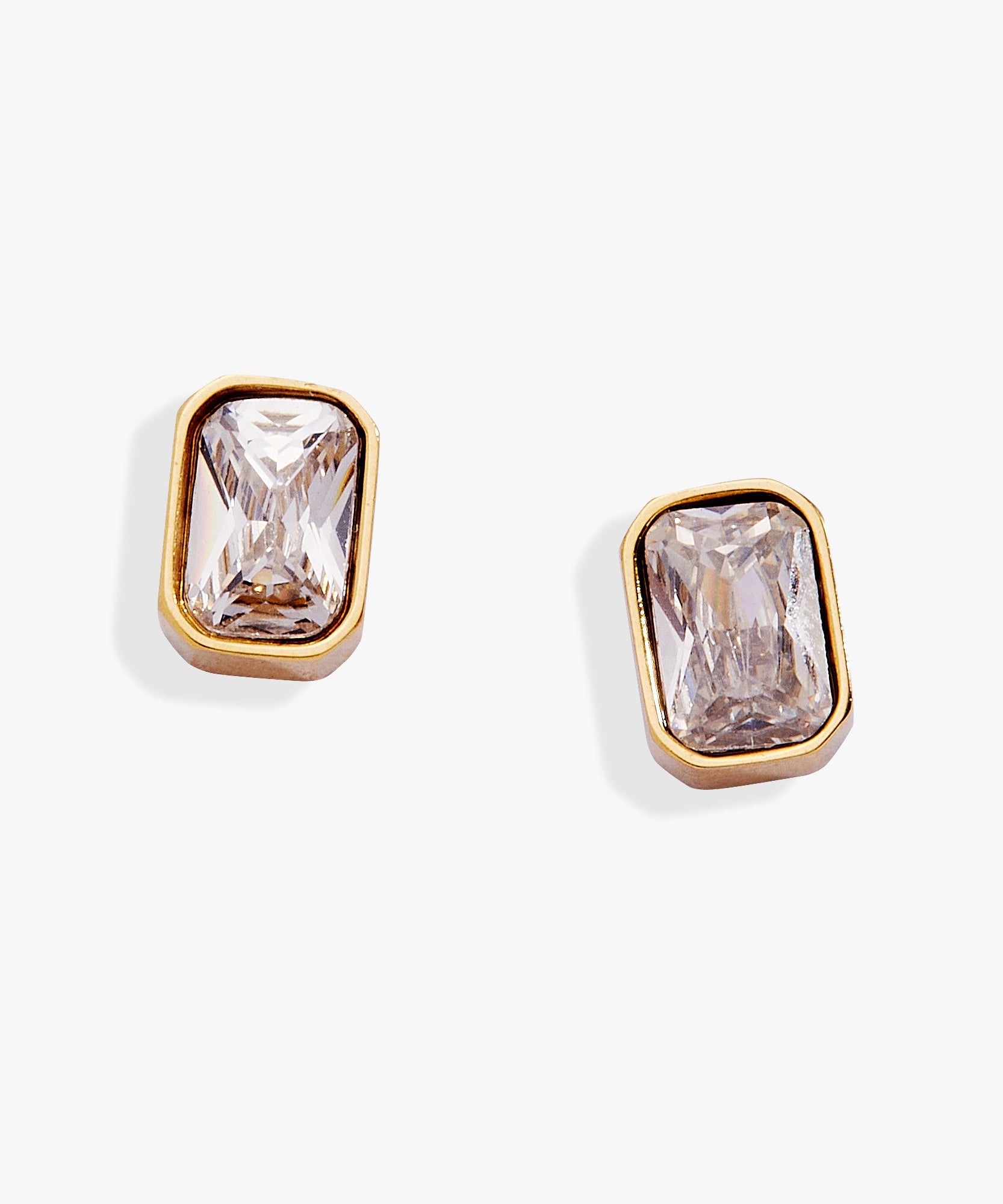 April Emerald-Cut Birthstone Stud Earrings