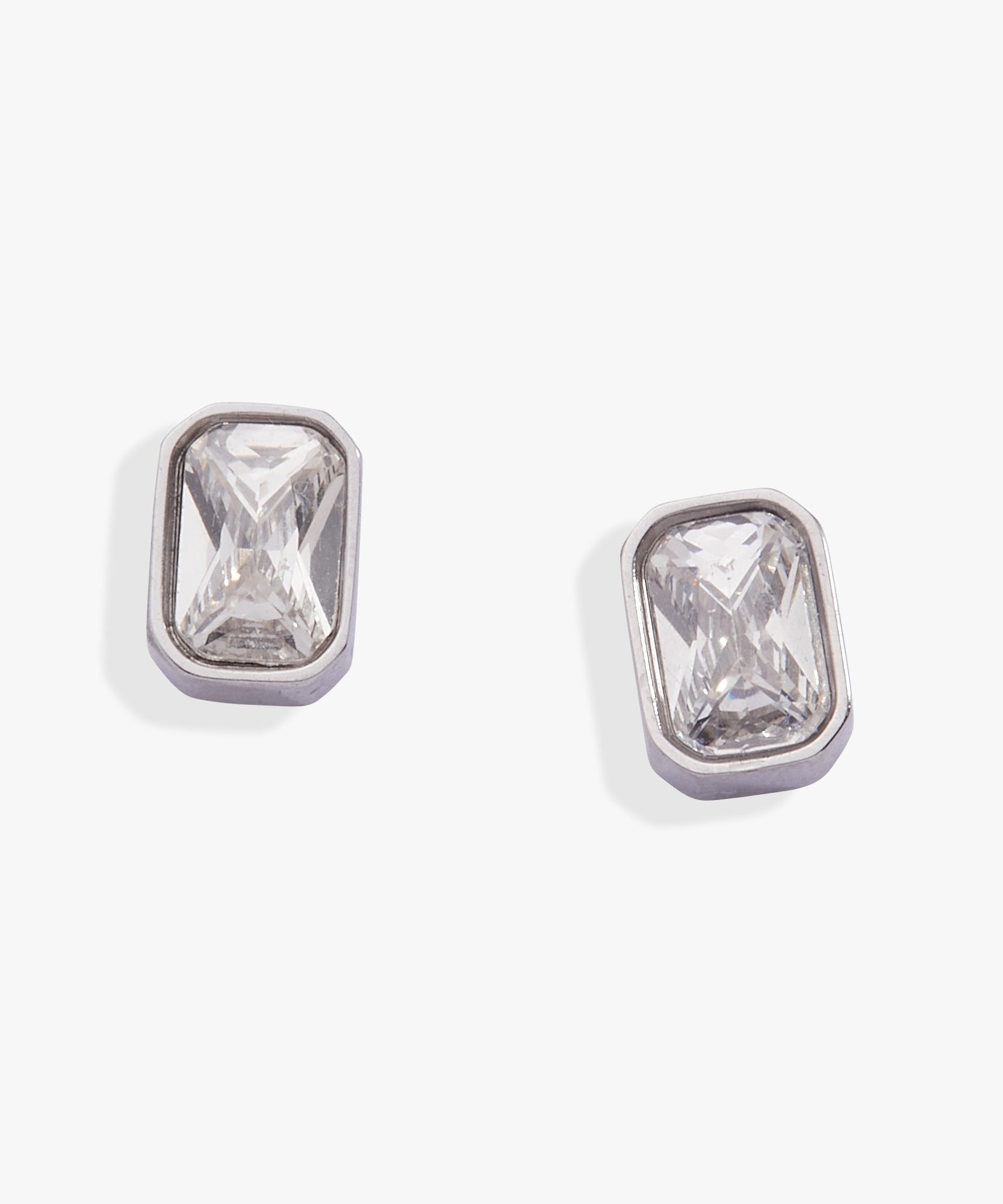 April Emerald-Cut Birthstone Stud Earrings