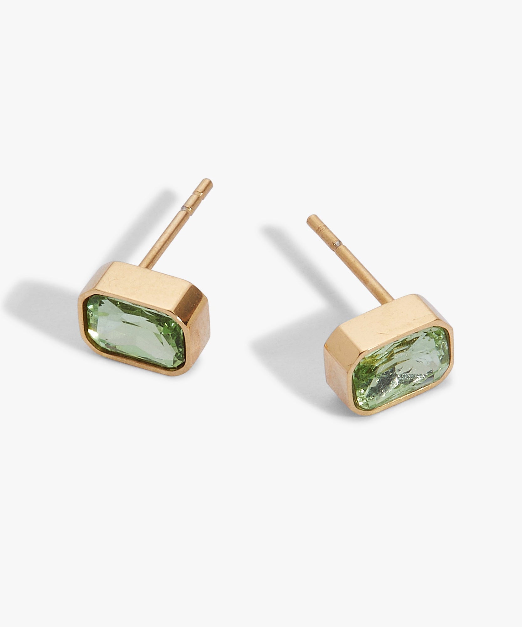 August Emerald-Cut Birthstone Stud Earrings