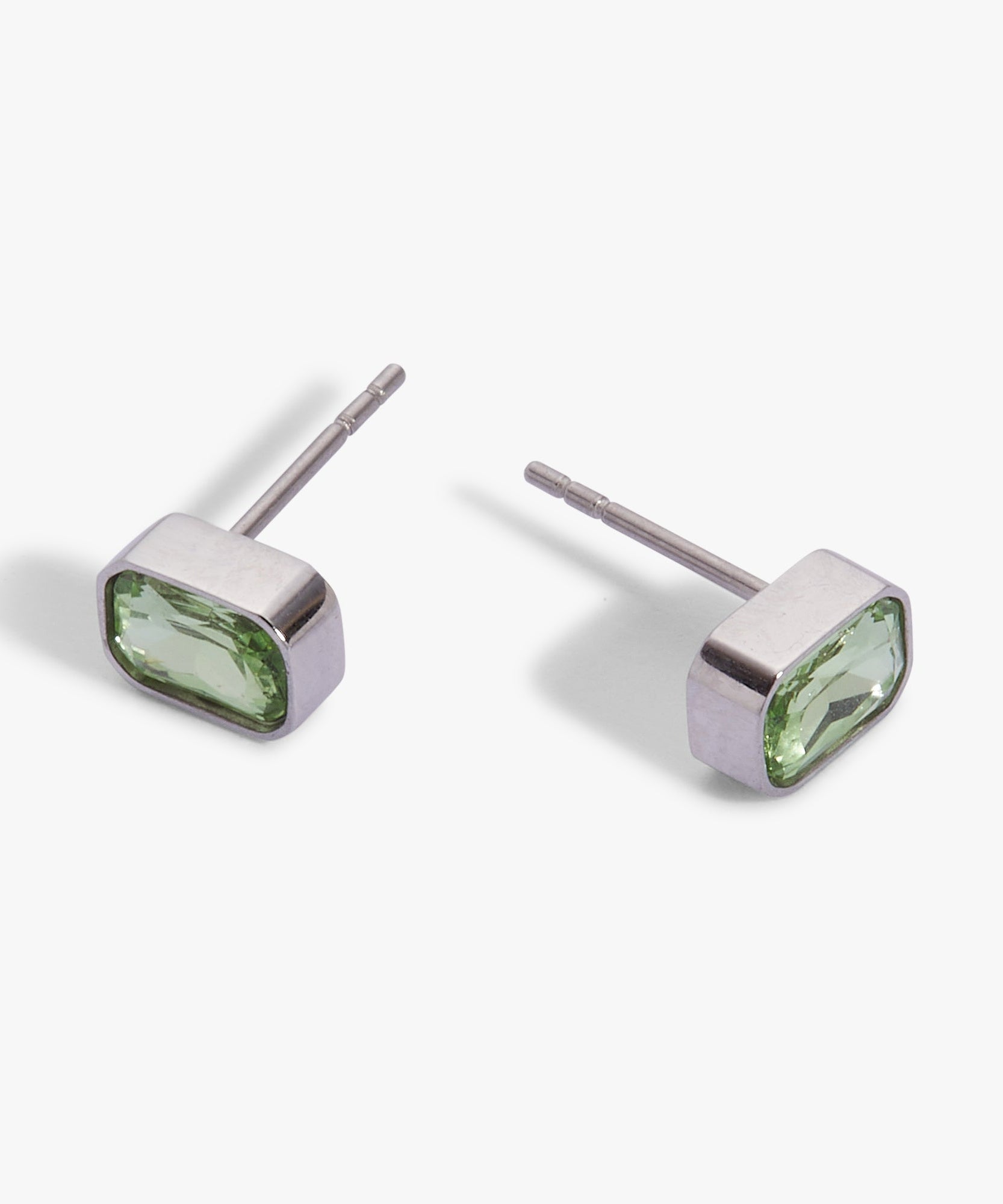 August Emerald-Cut Birthstone Stud Earrings