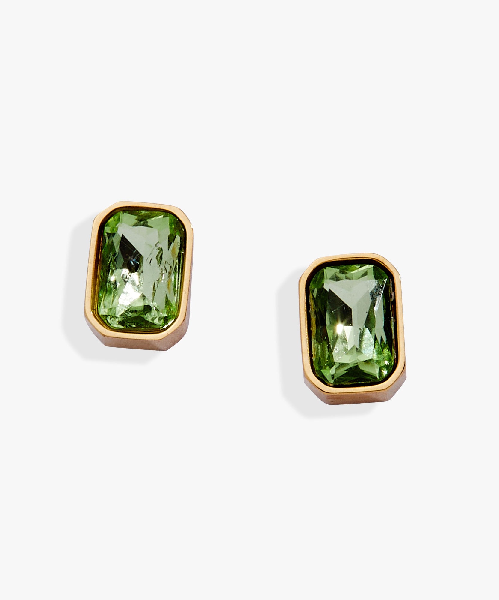 August Emerald-Cut Birthstone Stud Earrings