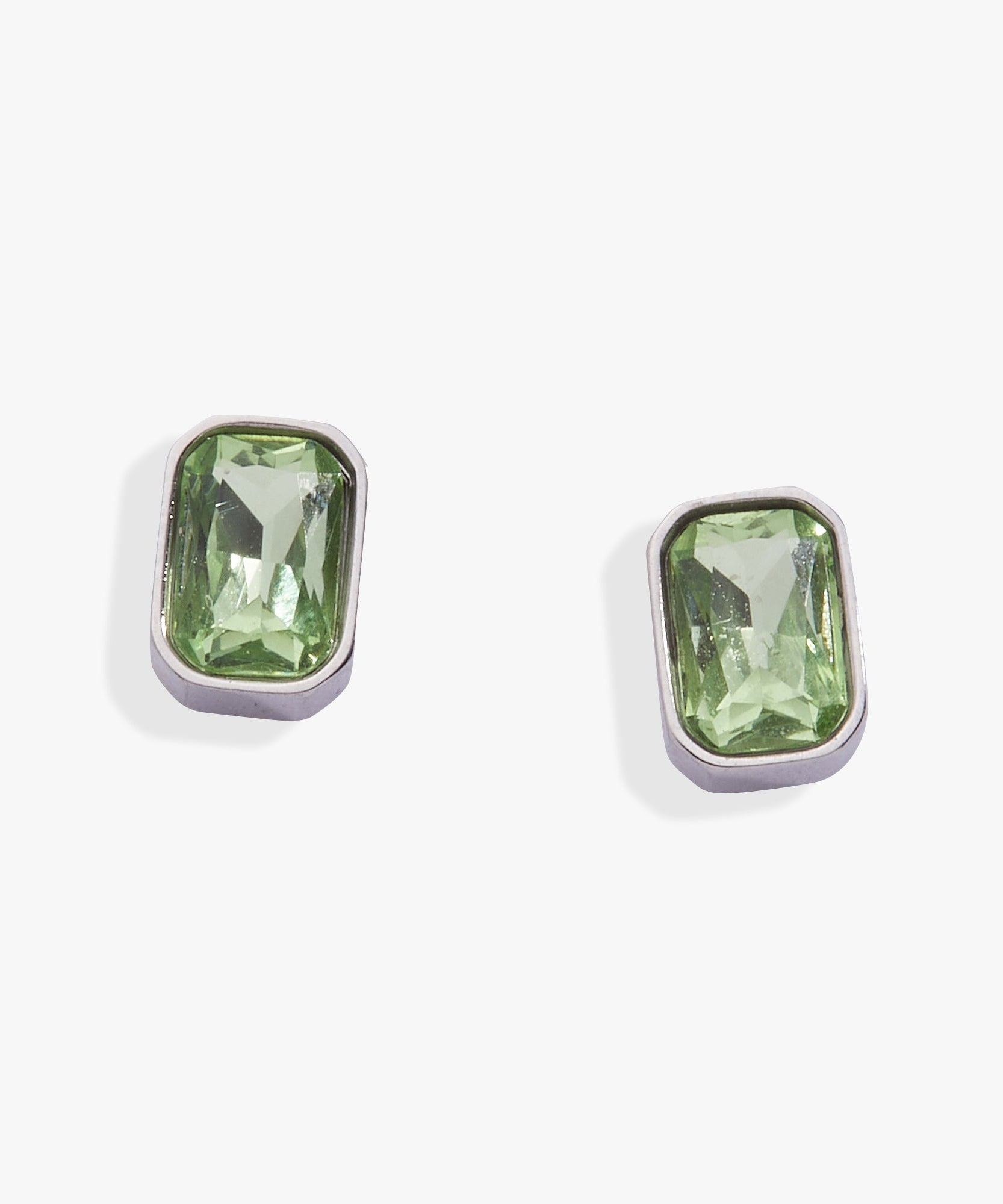 August Emerald-Cut Birthstone Stud Earrings