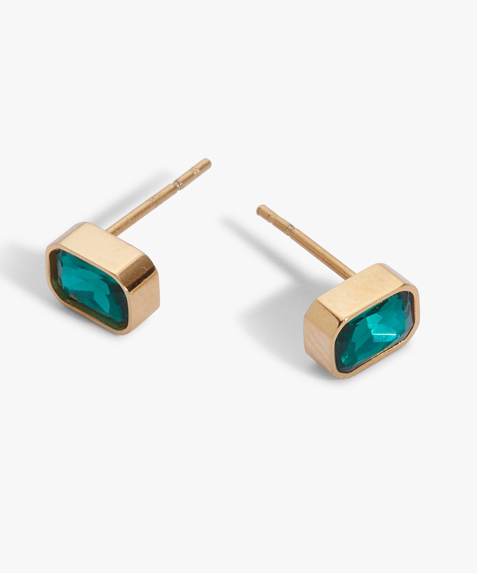 December Emerald-Cut Birthstone Stud Earrings