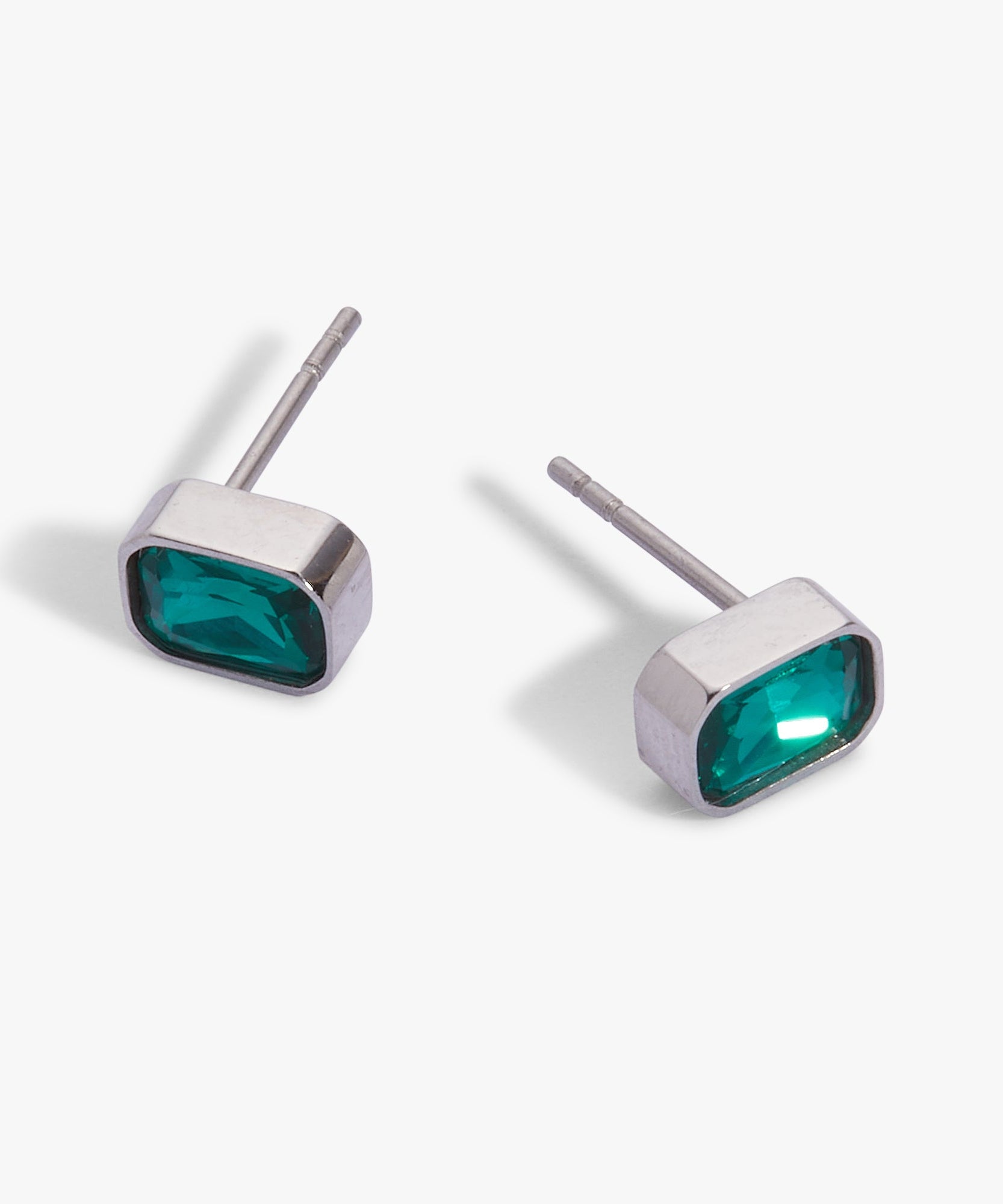 December Emerald-Cut Birthstone Stud Earrings